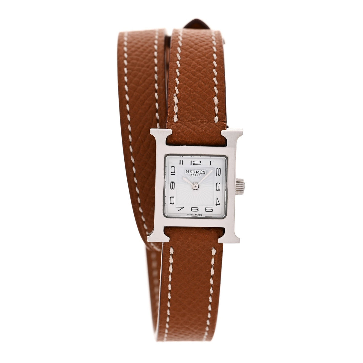 Hermes Heure H 21MM Quartz Watch Gold Epsom Stainless Steel
