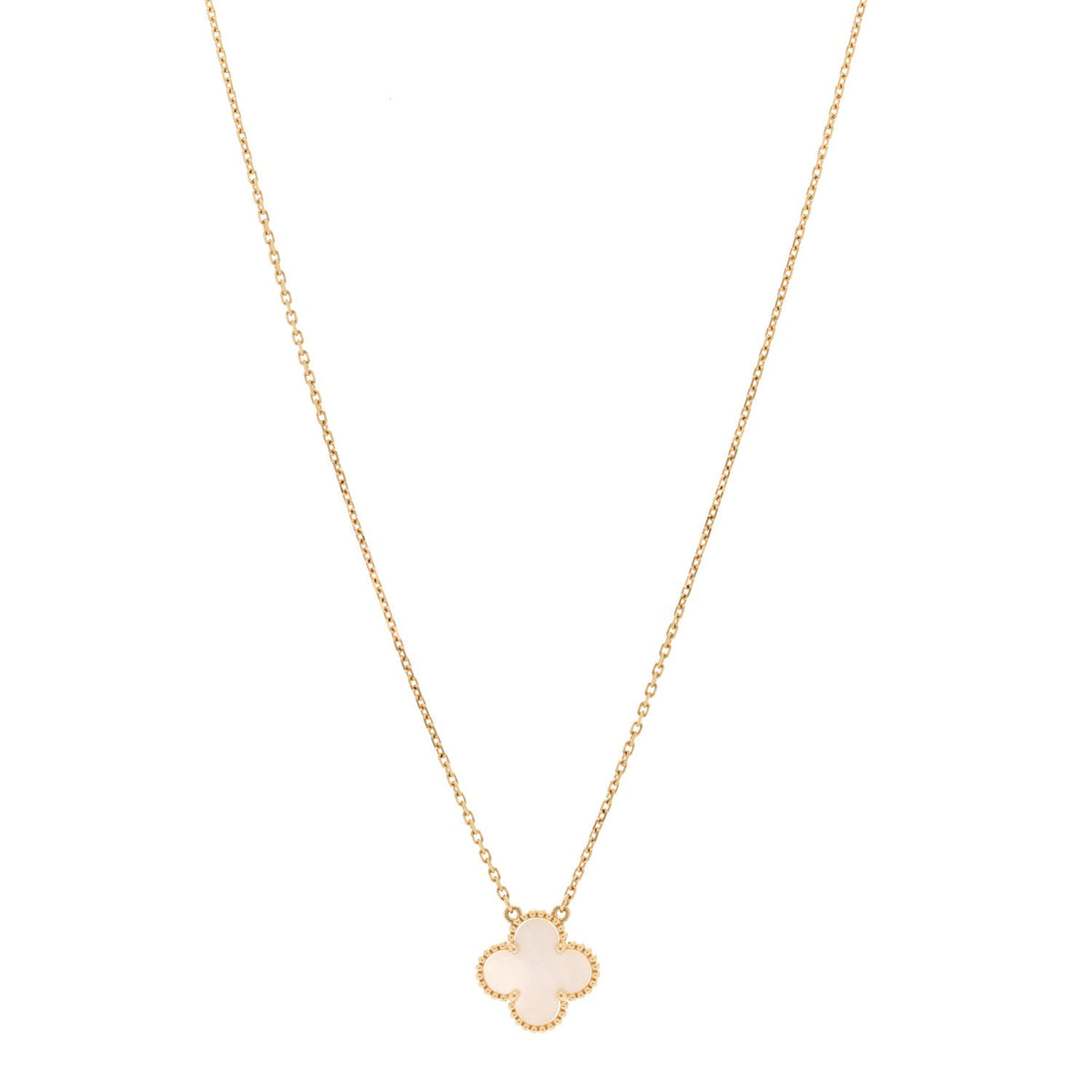 Van Cleef & Arpels Vintage Alhambra Pendant Necklace Mother of Pearl 18K Yellow Gold
