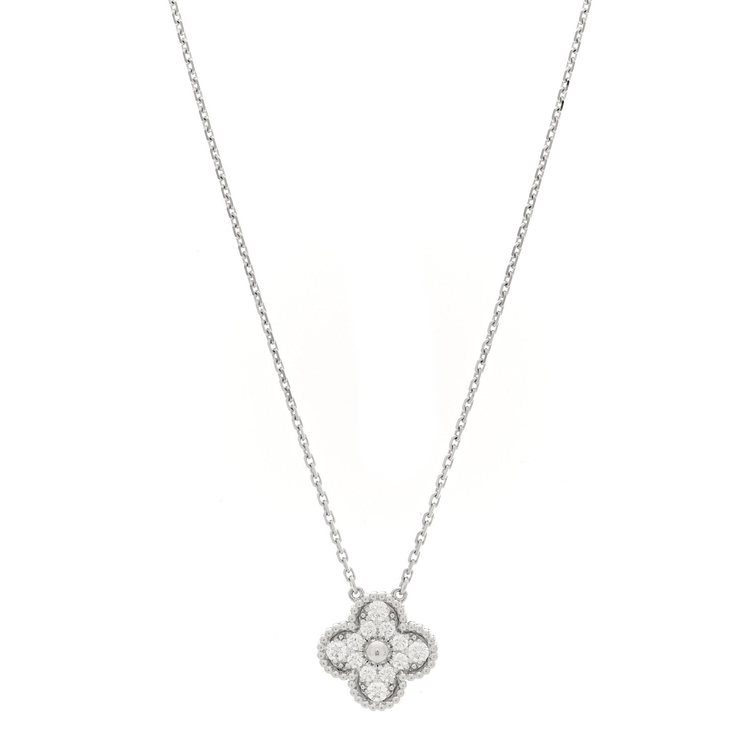 ヴァンクリーフ&アーペル ヴィンテージアルハンブラ ペンダントネックレス ダイヤモンド 18K ホワイトゴールド VAN CLEEF & ARPELS VINTAGE ALHAMBRA PENDANT NECKLACE DIAMOND 18K WHITE GOLD
