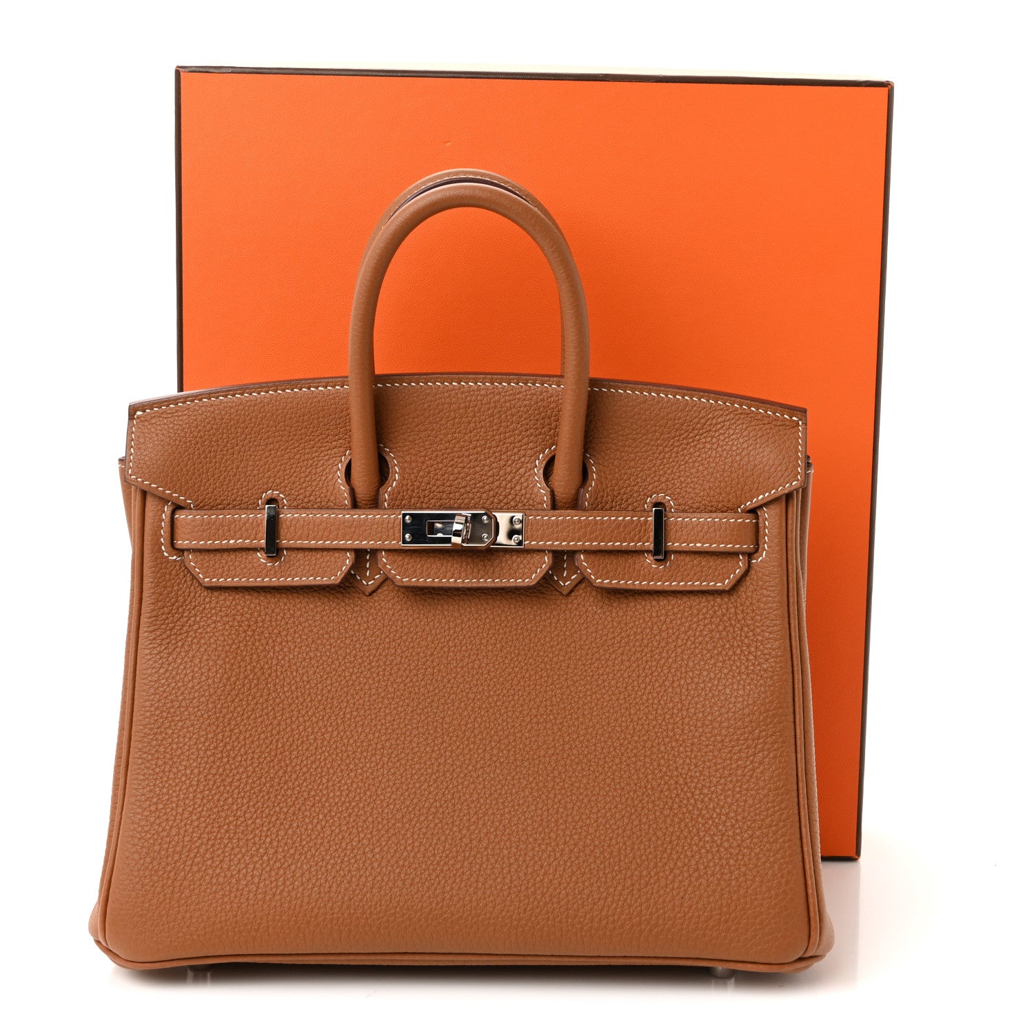 HERMES BIRKIN 25 GOLD TOGO SILVER HARDWARE