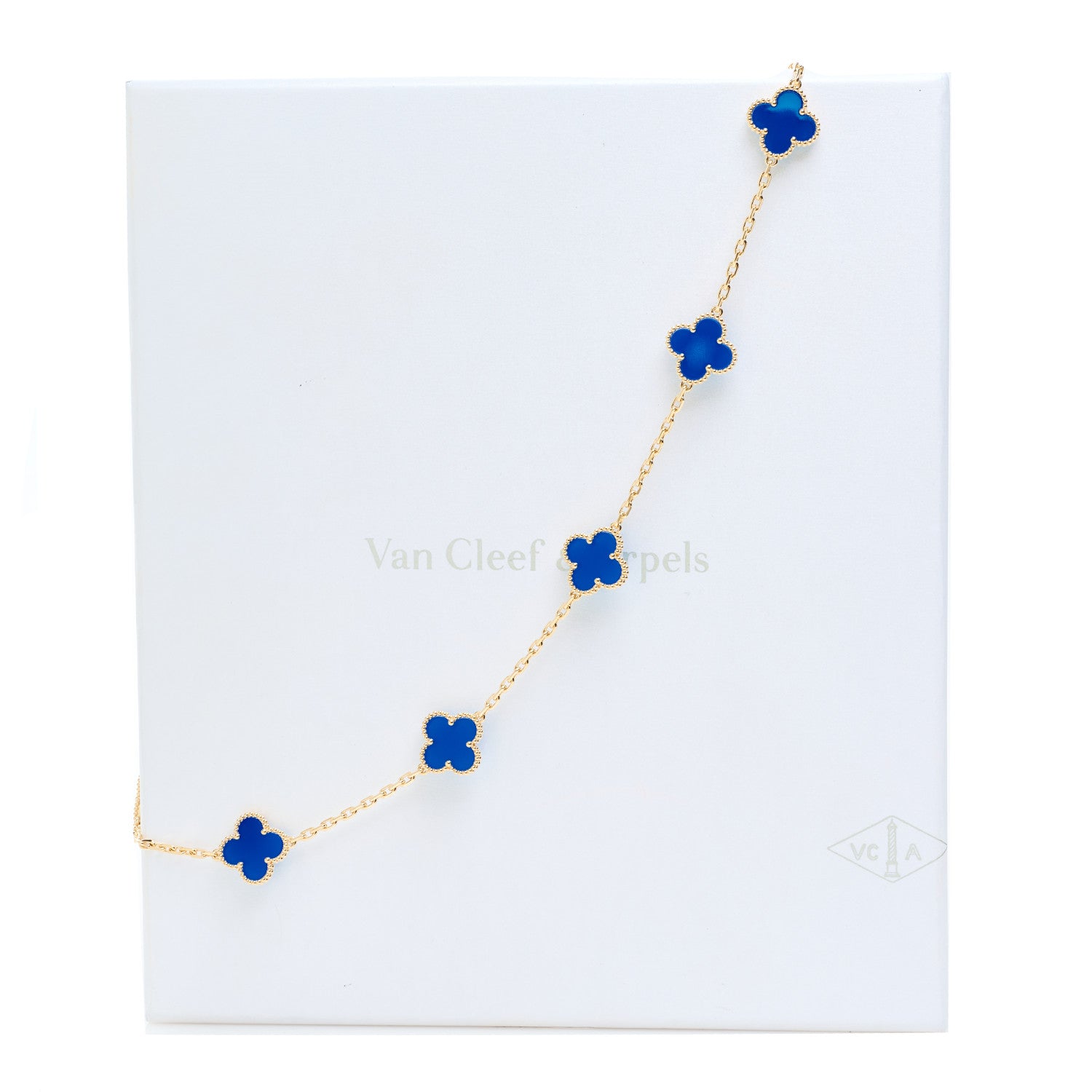 ヴァンクリーフ&アーペル ヴィンテージアルハンブラ 10モチーフ ネックレス ブルーアゲート 18K イエローゴールド VAN CLEEF & ARPELS VINTAGE ALHAMBRA 10 MOTIFS NECKLACE BLUE AGATE 18K YELLOW GOLD