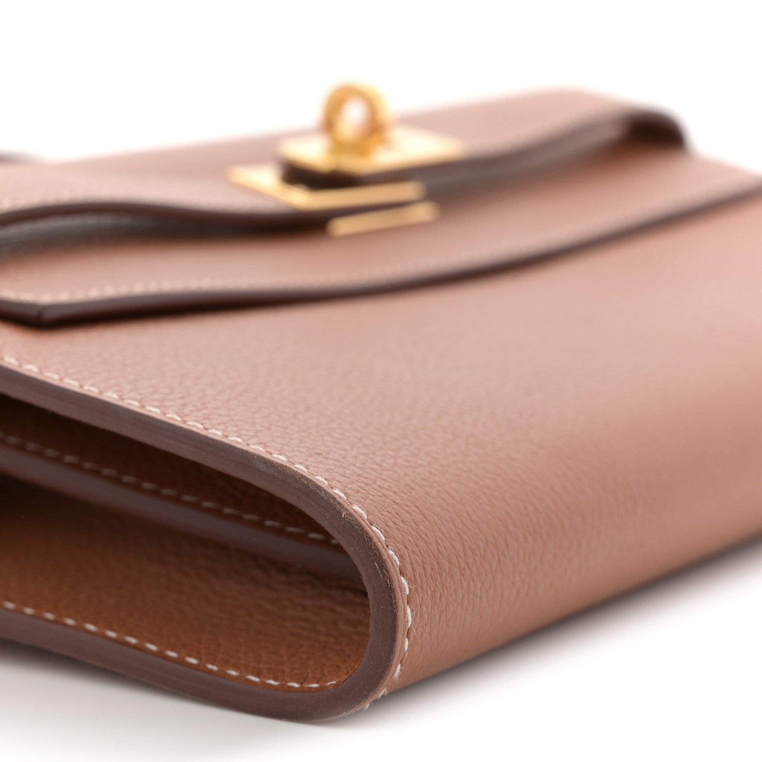 HERMES KELLY TO GO WALLET GOLD EVERCOLOR SILVER HARDWARE