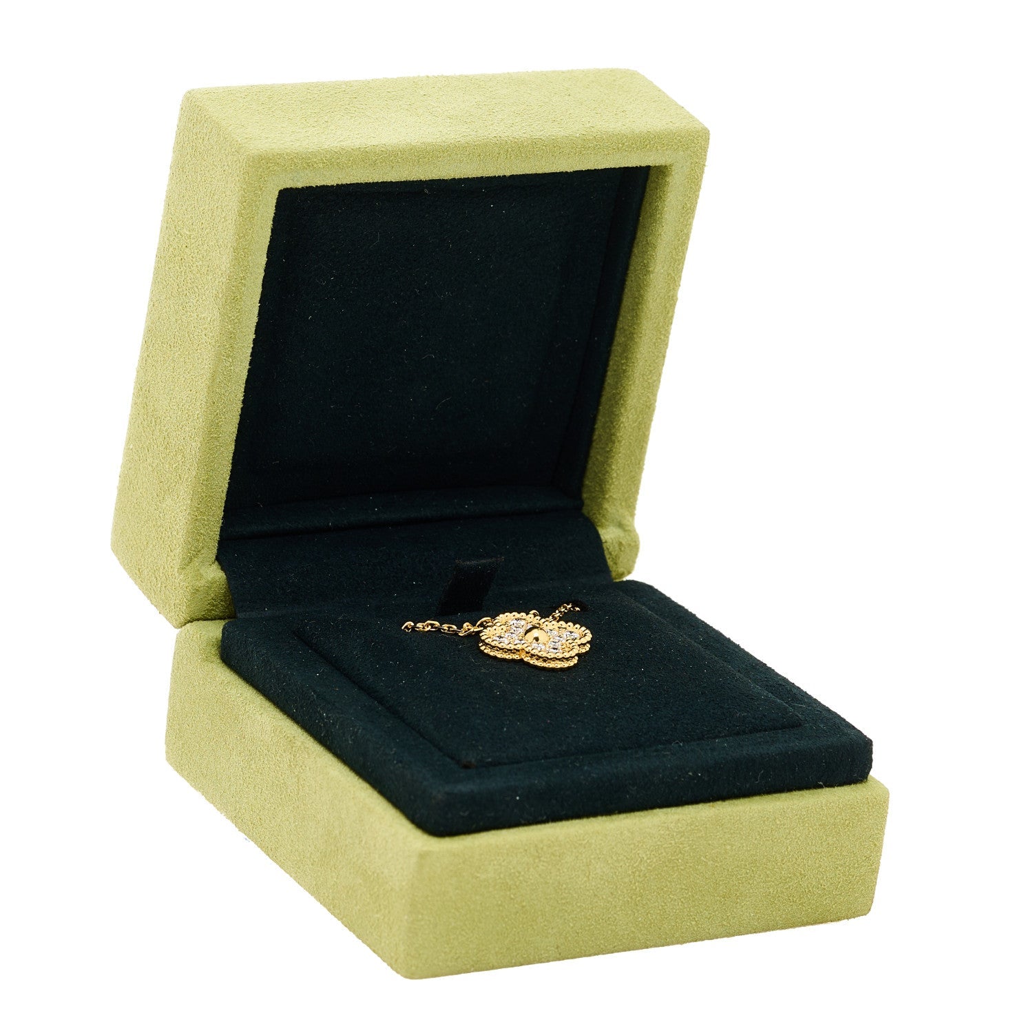 Van Cleef & Arpels 18K Yellow Gold Vintage Alhambra Pendant Necklace with Diamonds