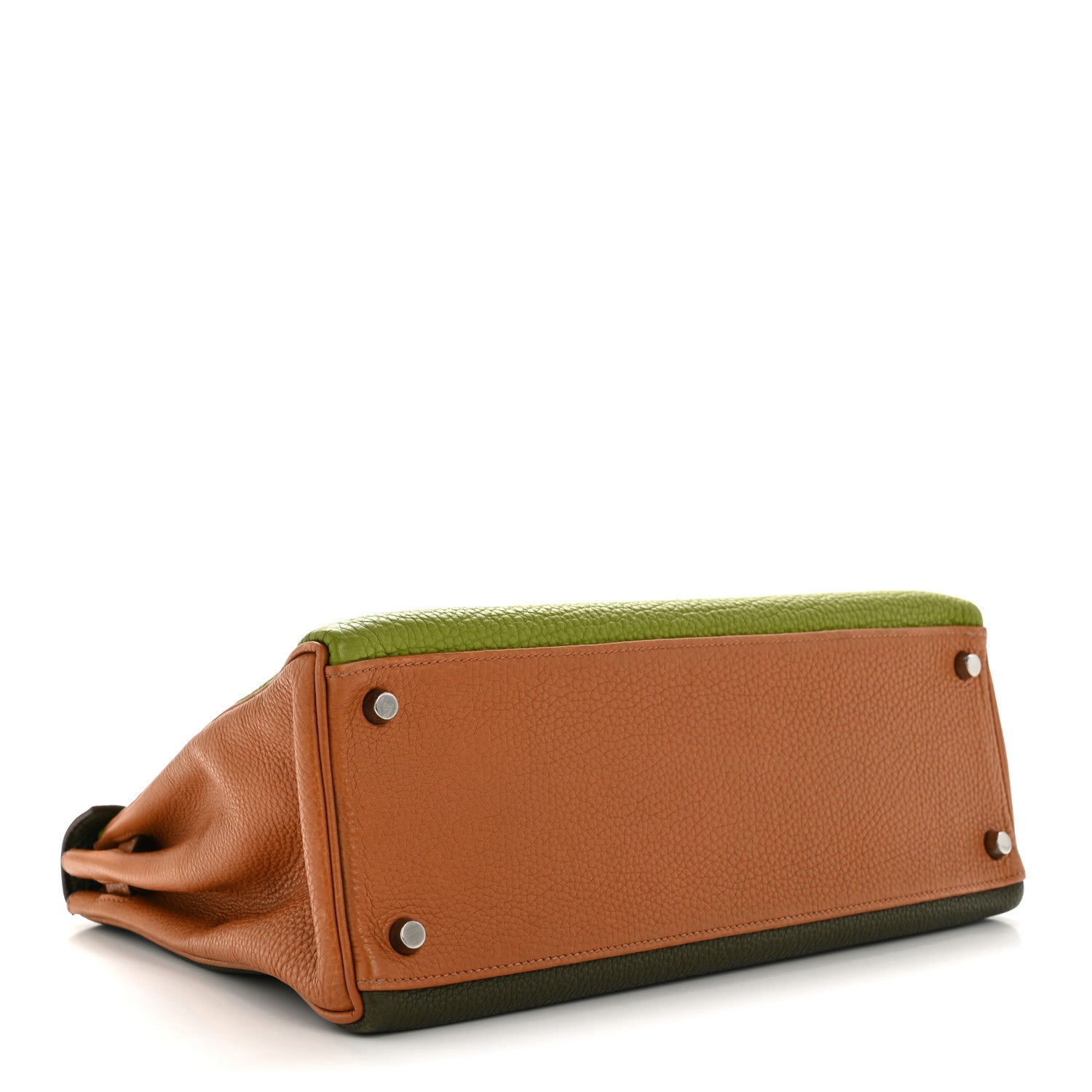 HERMES KELLY 32 SELLIER TRI-COLOR VERT ANIS GOLD VERT OLIVE FJORD / TOGO BLACK HARDWARE