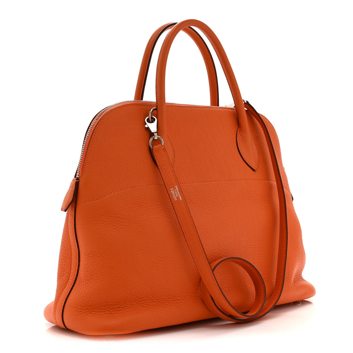 Hermès Bolide 35 Orange Taurillon Clemence Silver Hardware