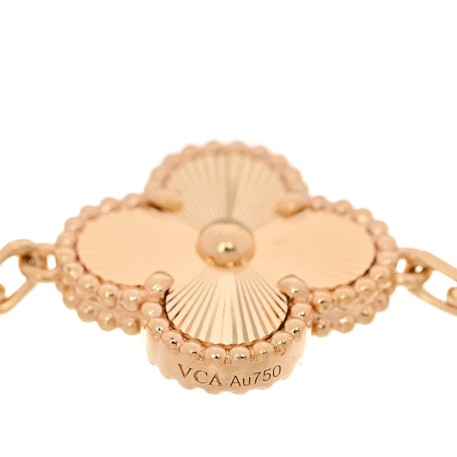 Van Cleef & Arpels 18K Yellow Gold Diamond 5-Motif Guilloche Vintage Alhambra Bracelet