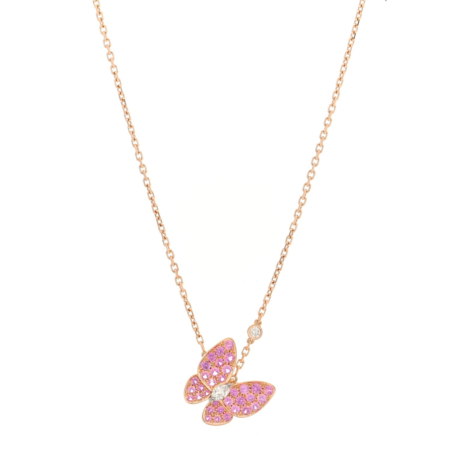 ヴァンクリーフ&アーペル ツーバタフライ ペンダントネックレス ダイヤモンド 18K ローズゴールド VAN CLEEF & ARPELS TWO BUTTERFLY PENDANT NECKLACE DIAMOND 18K ROSE GOLD