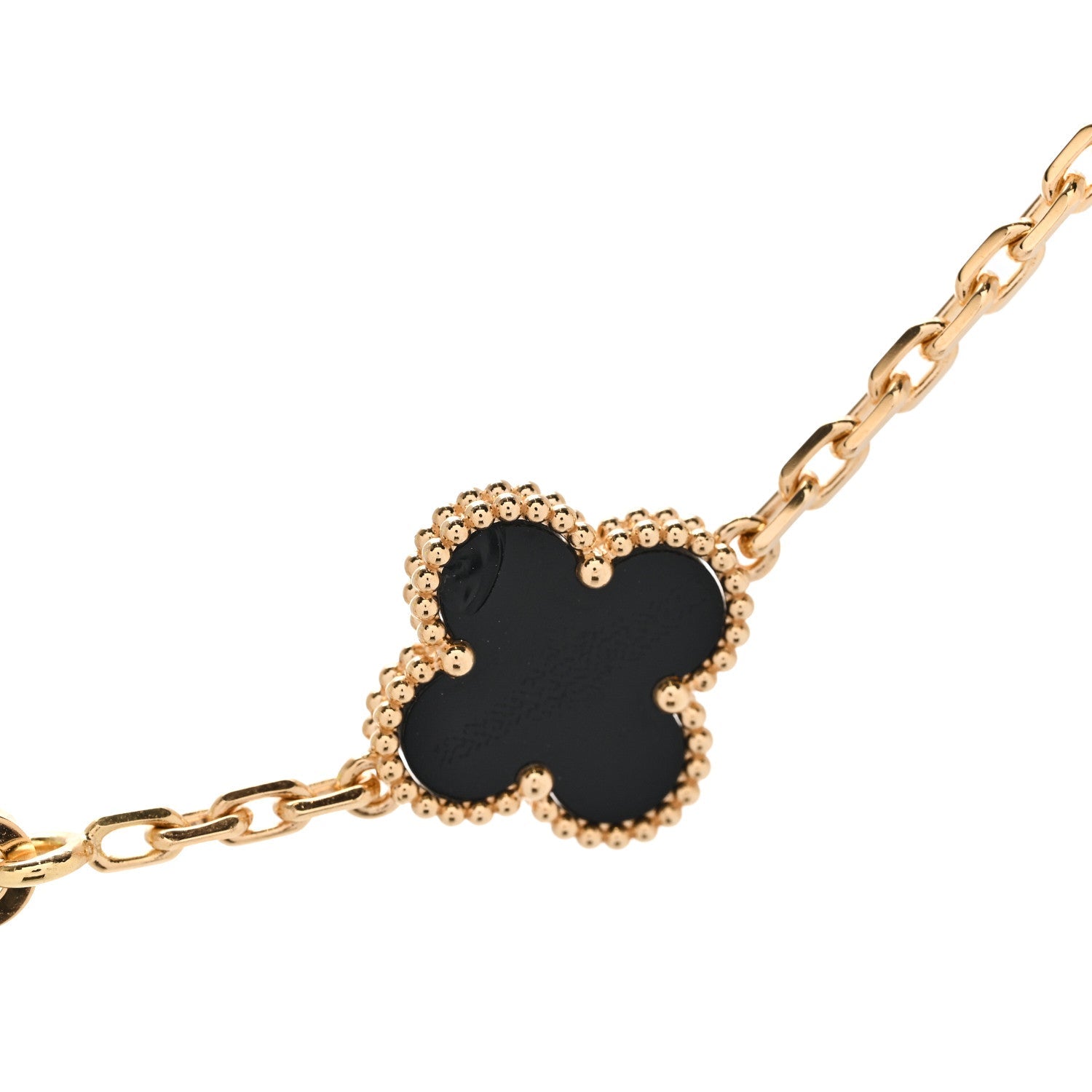 Van Cleef & Arpels 18K Yellow Gold Black Onyx 20-Motif Vintage Alhambra Necklace
