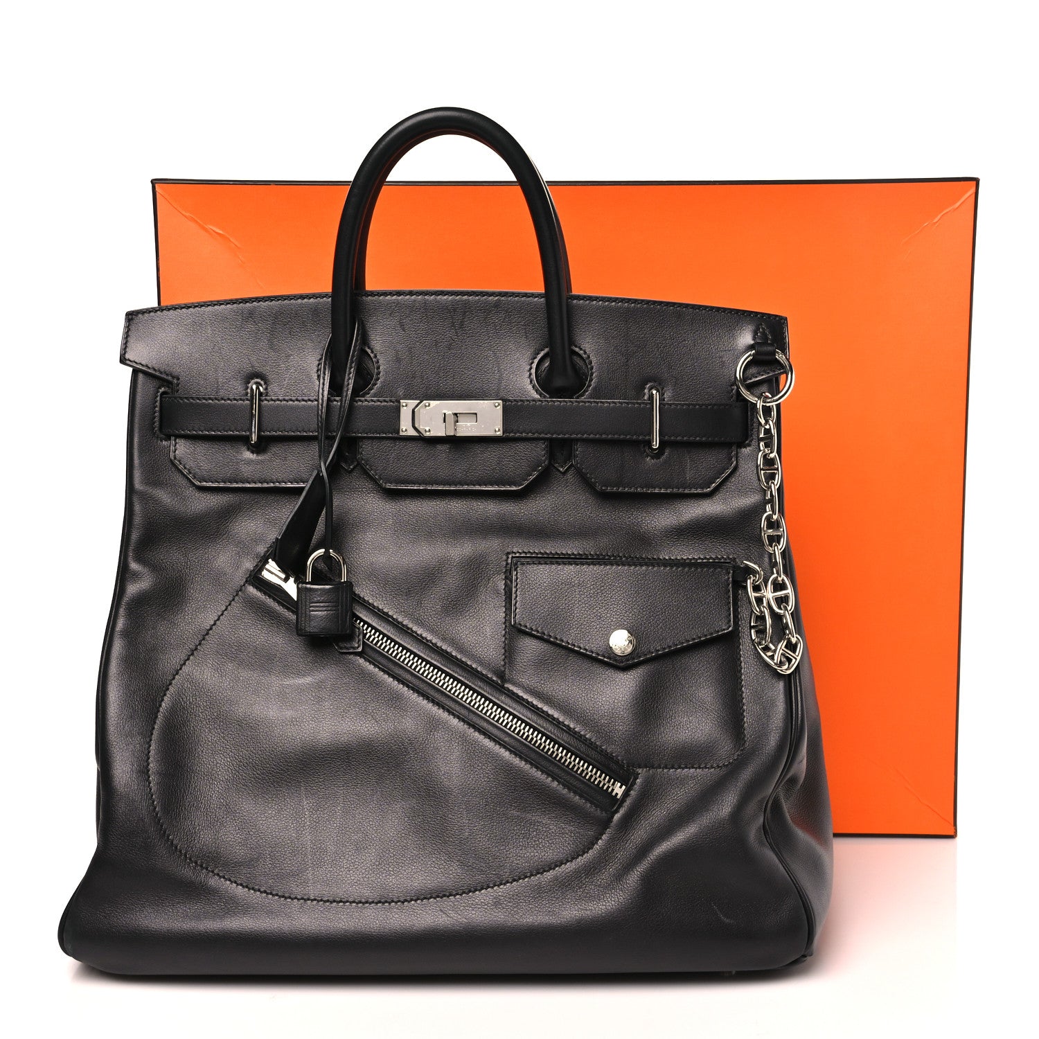 HERMES BIRKIN ROCK 40 HAC BLACK VOLUPTO SILVER HARDWARE