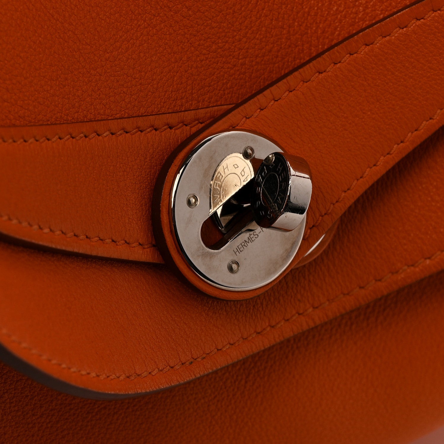 HERMES LINDY 30 ORANGE SWIFT SILVER HARDWARE