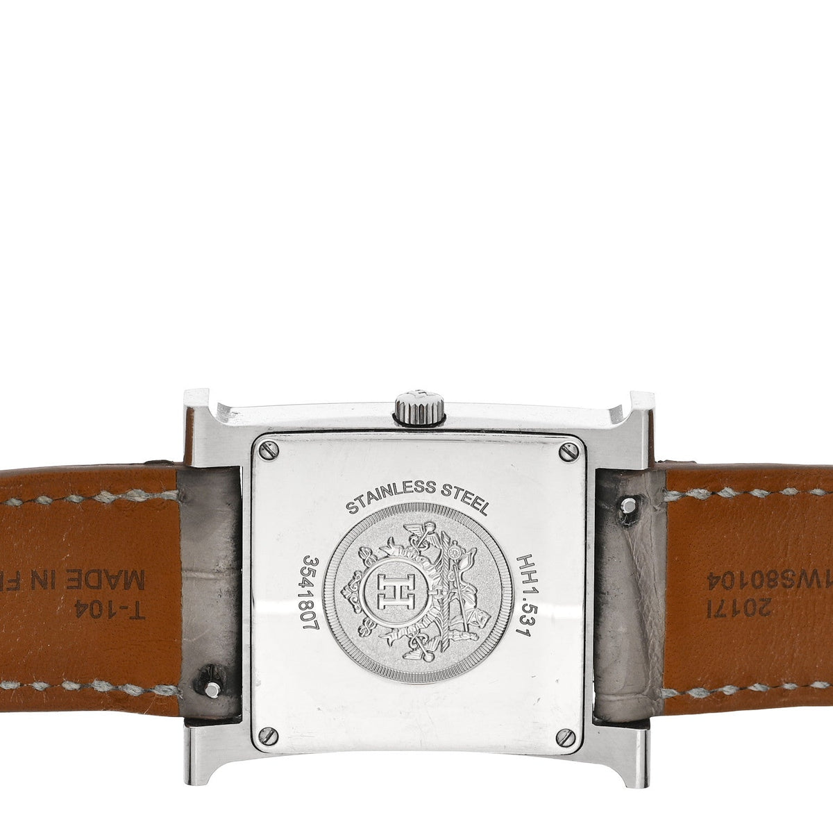 Hermes Heure H 26MM Quartz Watch Gris Perle Alligator Stainless Steel