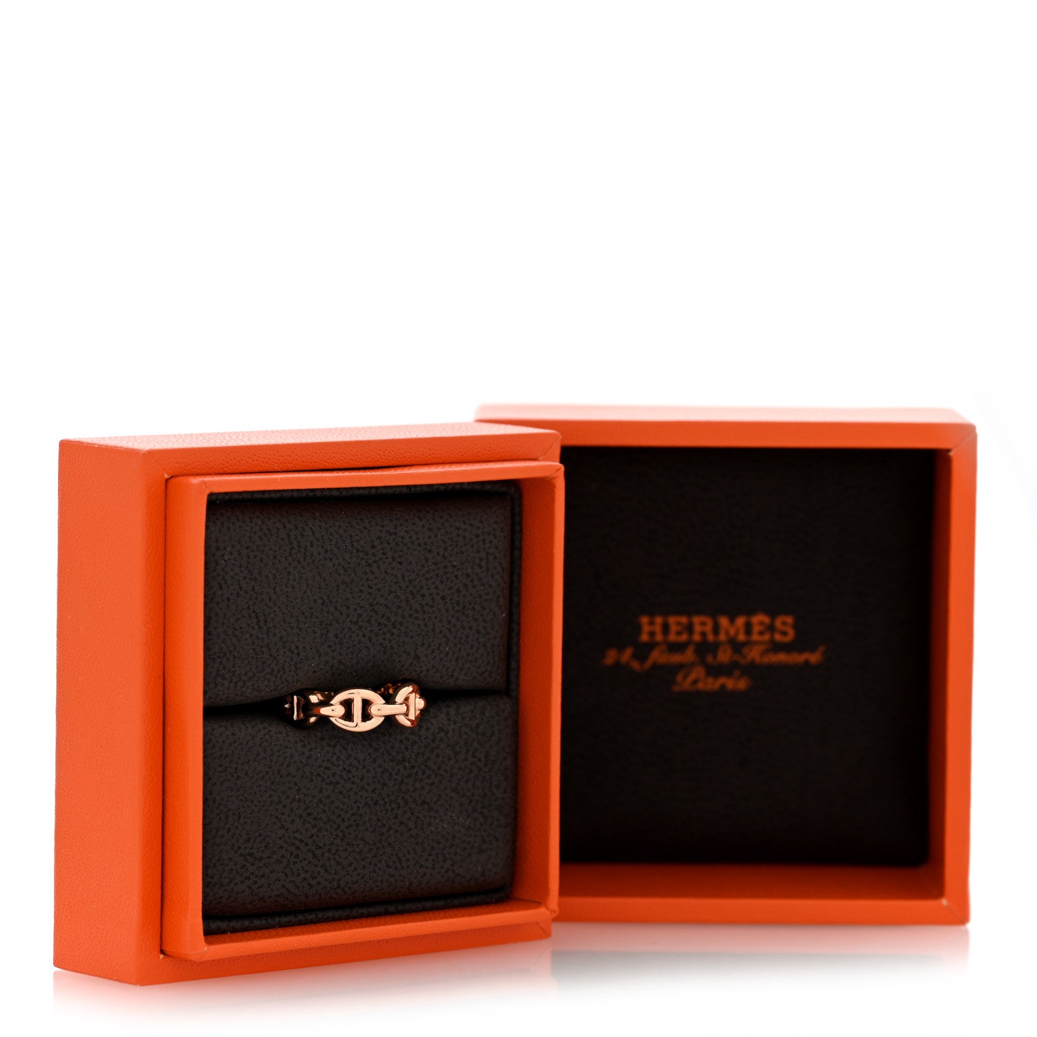 エルメス 18K ローズ ゴールド PM シェーヌ ダンクル アンシェイネ リング 47 4