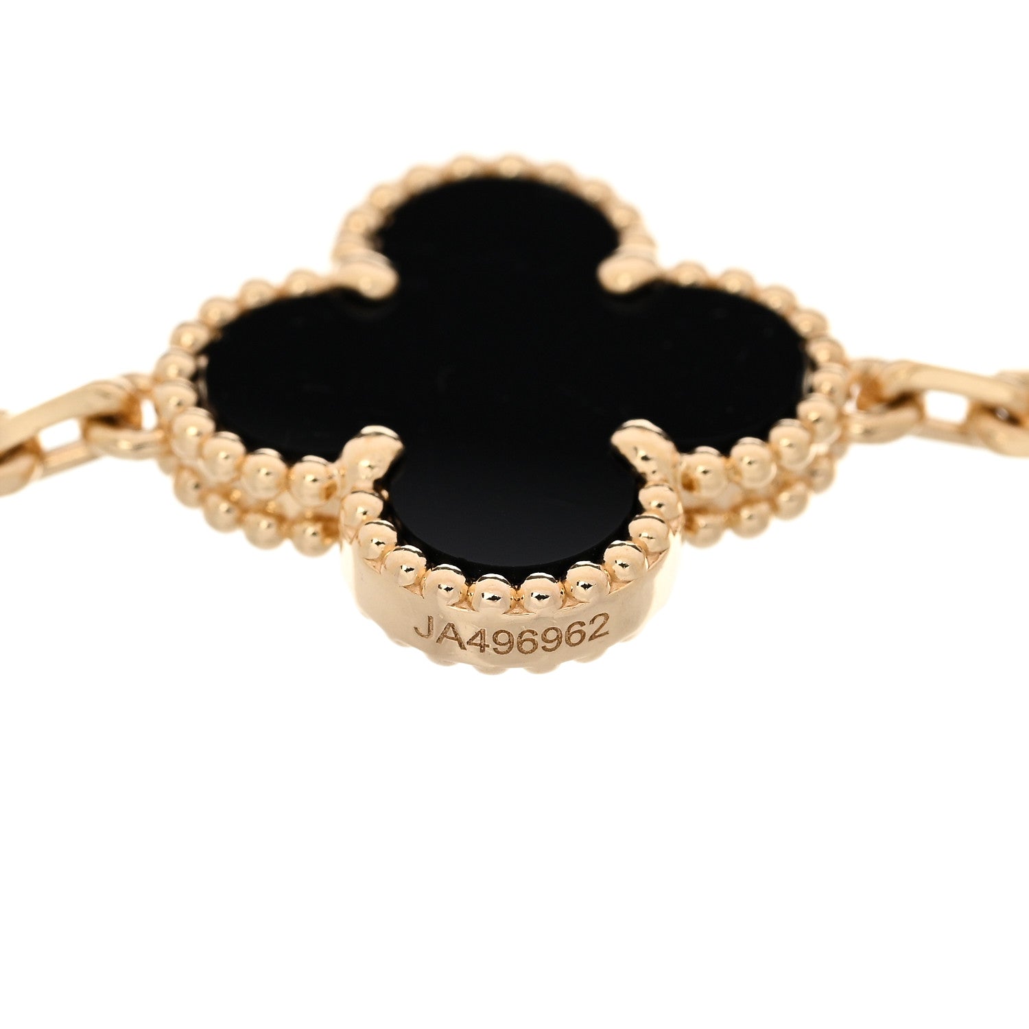 Van Cleef & Arpels 18K Yellow Gold Black Onyx 5 Motif Vintage Alhambra Bracelet