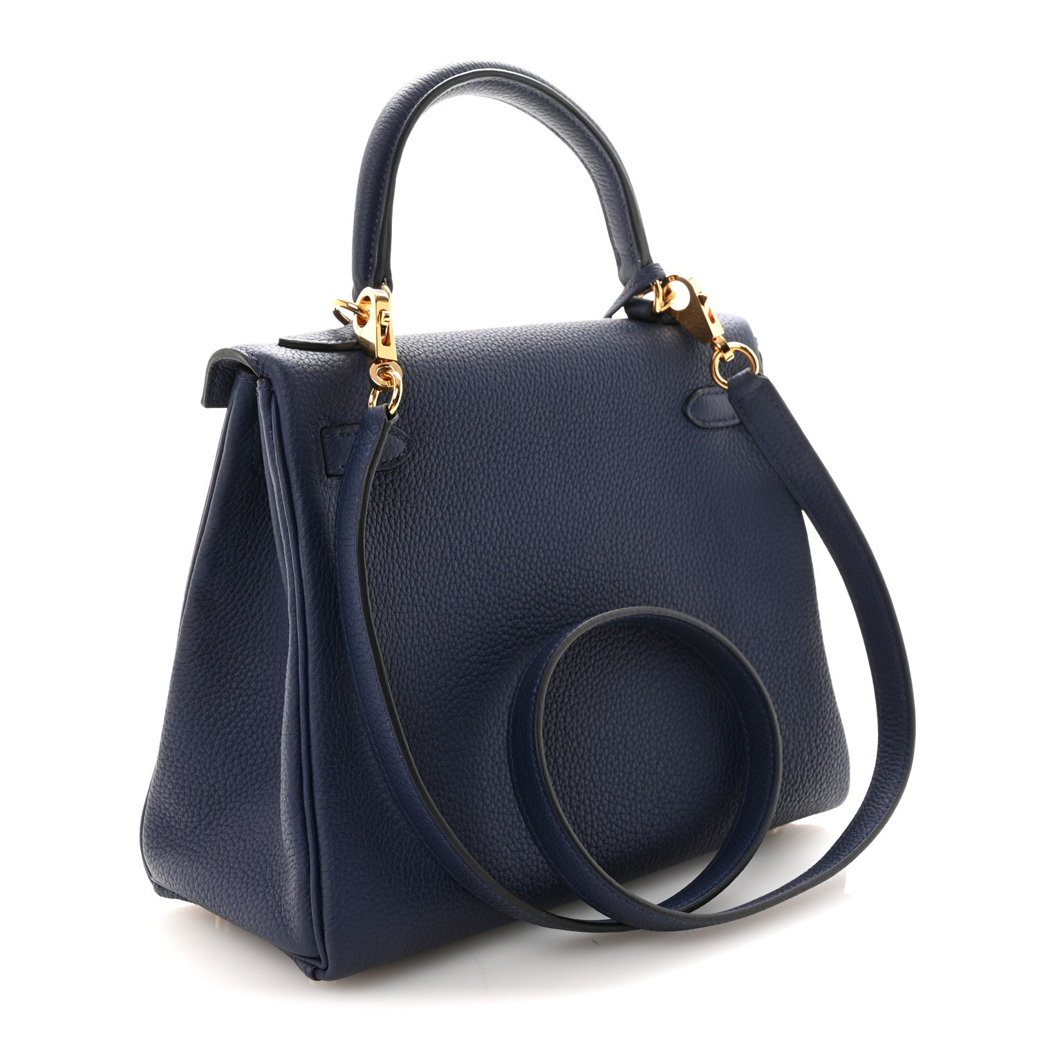 HERMES KELLY 25 RETOURNE BLEU SAPHIR TOGO GOLD HARDWARE