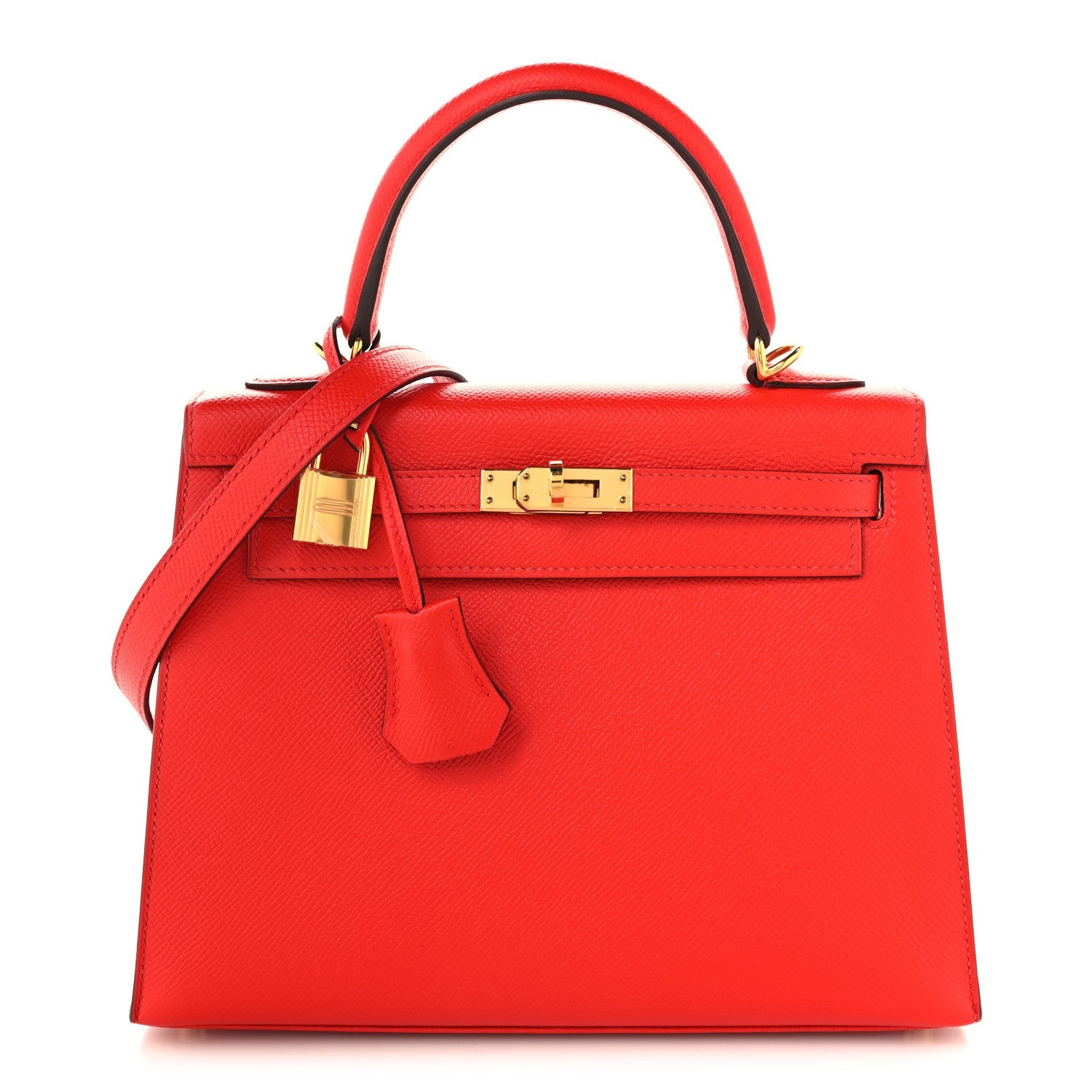 HERMES KELLY 25 SELLIER ROUGE DE COEUR EPSOM GOLD HARDWARE