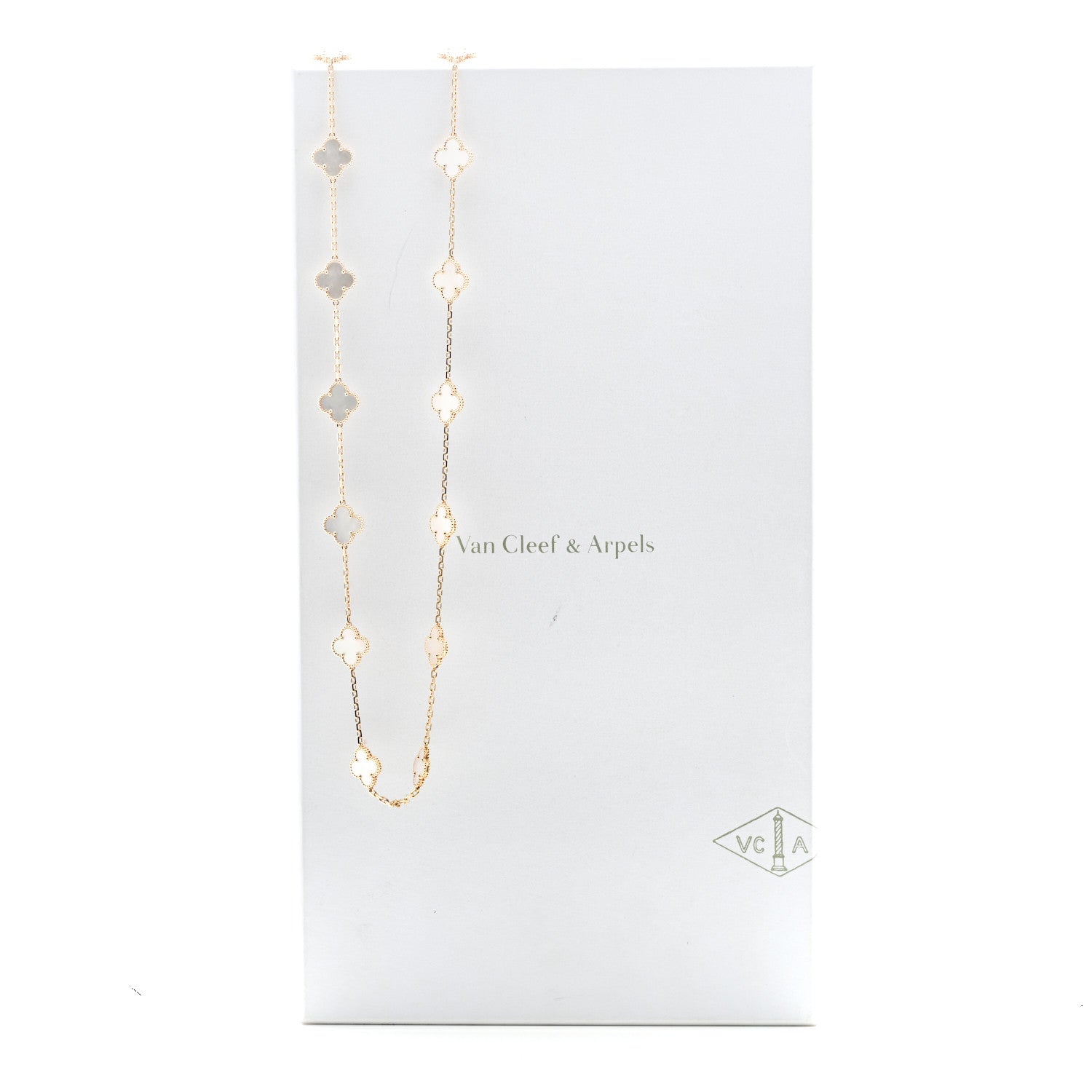 Van Cleef & Arpels 18K Yellow Gold Mother-of-Pearl 20-Motif Vintage Alhambra Necklace