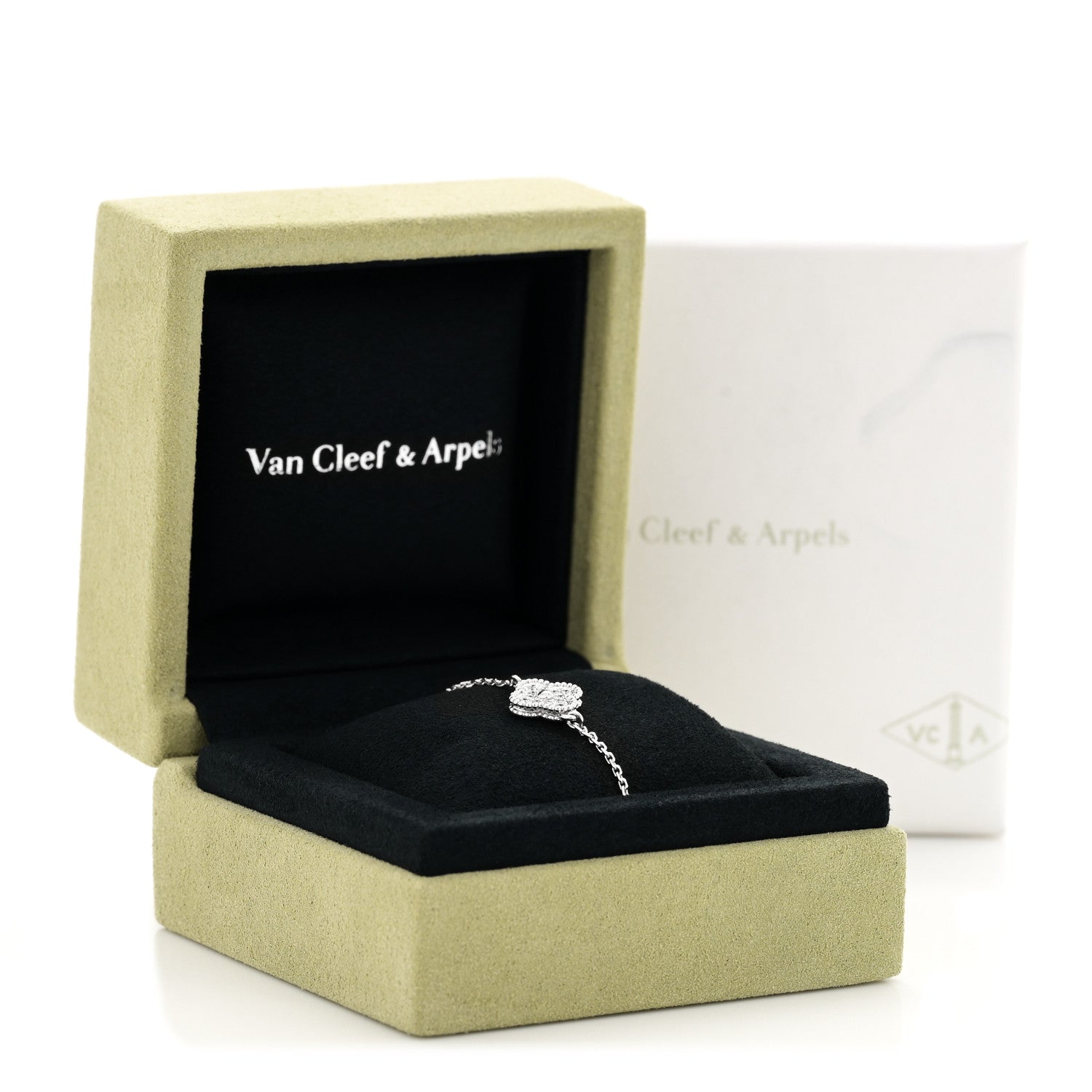 Van Cleef & Arpels 18K White Gold Diamond Sweet Alhambra Bracelet