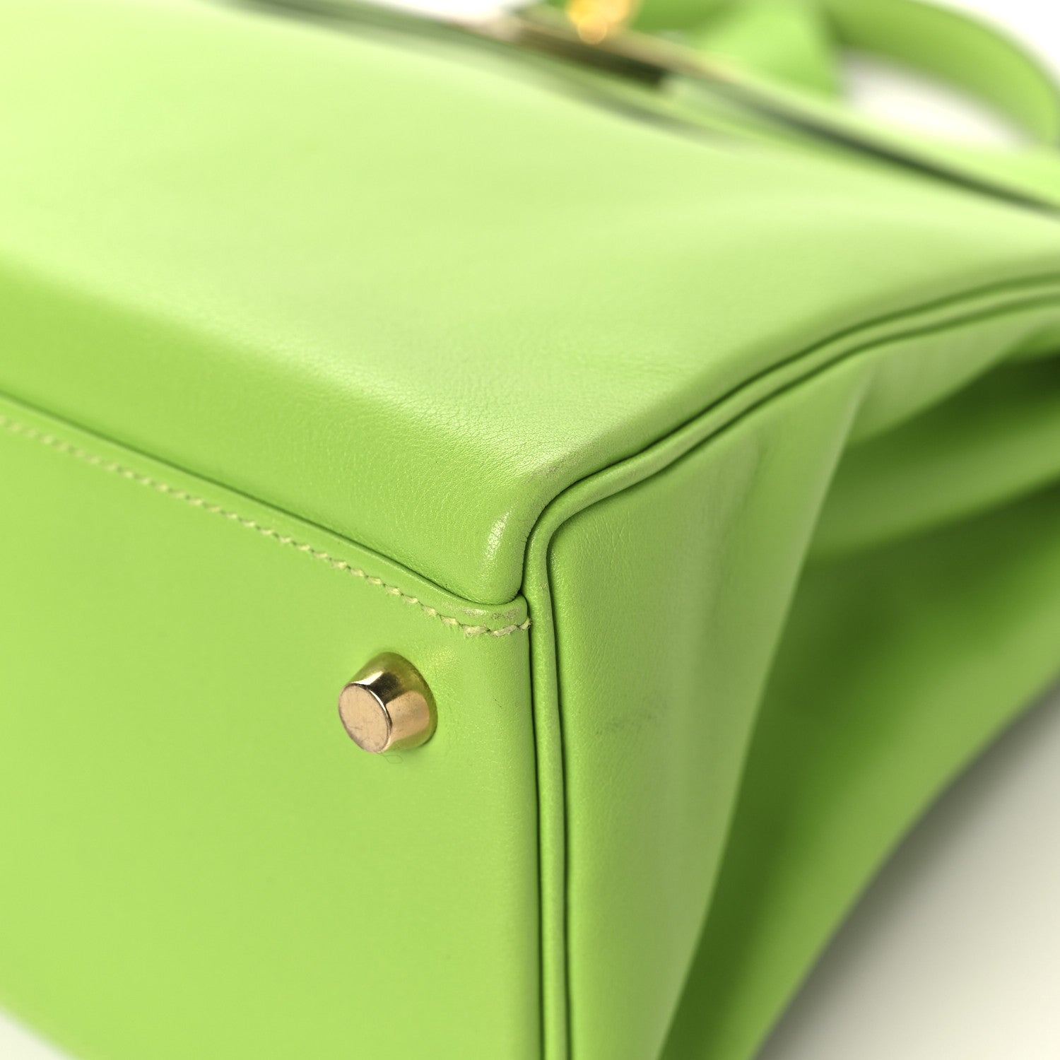HERMES KELLY 28 RETOURNE VERT CRU VEAU GULLIVER GOLD HARDWARE