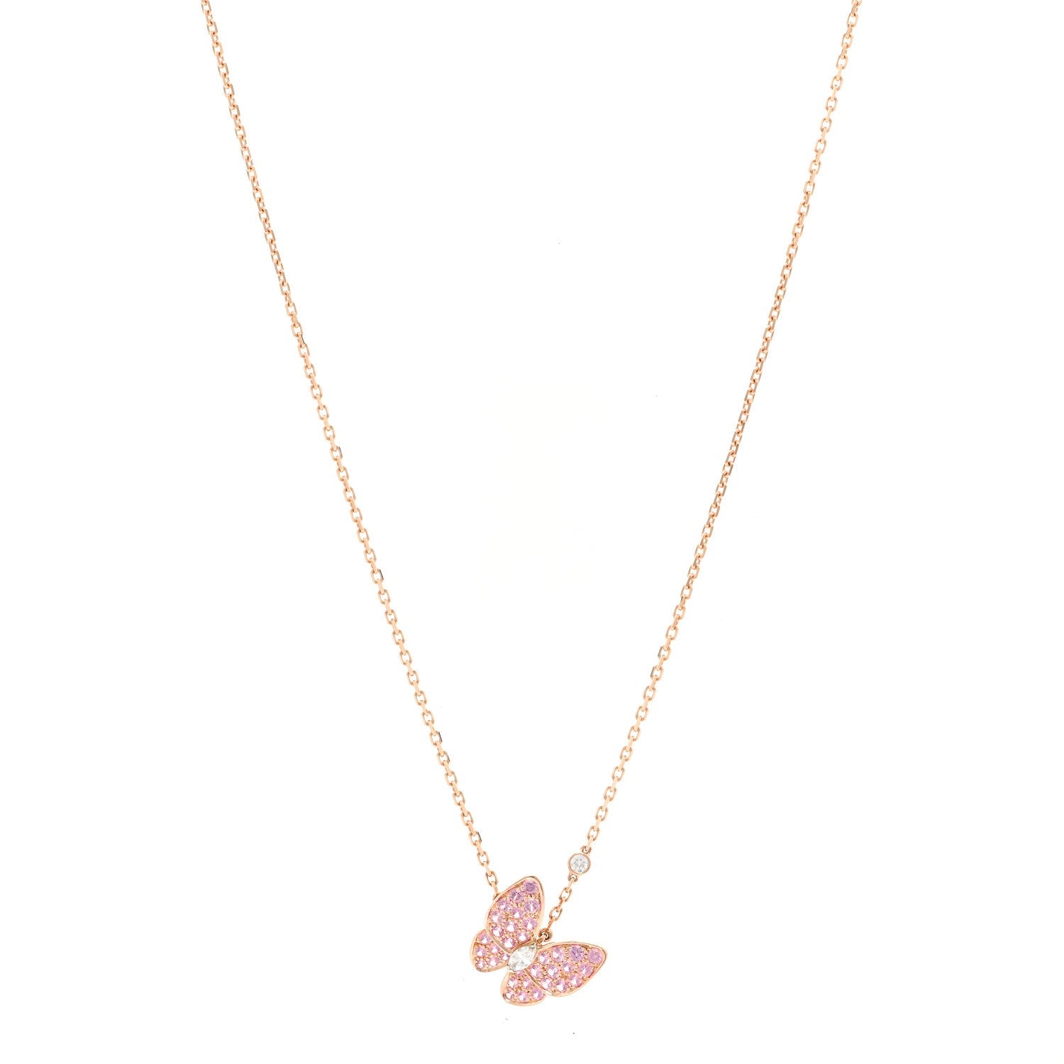 ヴァンクリーフ&アーペル ツーバタフライ ペンダントネックレス ダイヤモンド 18K ローズゴールド VAN CLEEF & ARPELS TWO BUTTERFLY PENDANT NECKLACE DIAMOND 18K ROSE GOLD