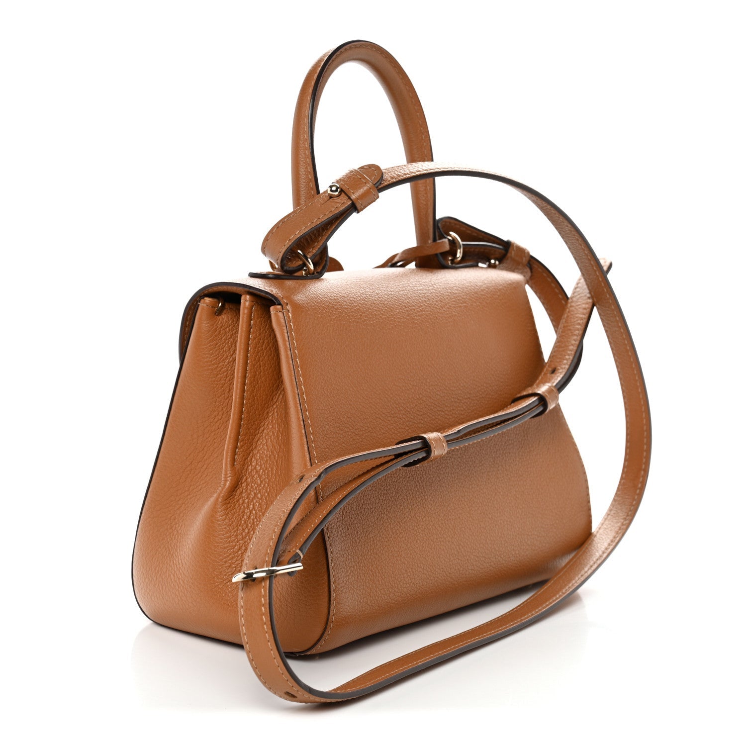 DELVAUX BRILLANT MINI SHOULDER BAG NATURAL GRAINED CALFSKIN GOLD HARDWARE
