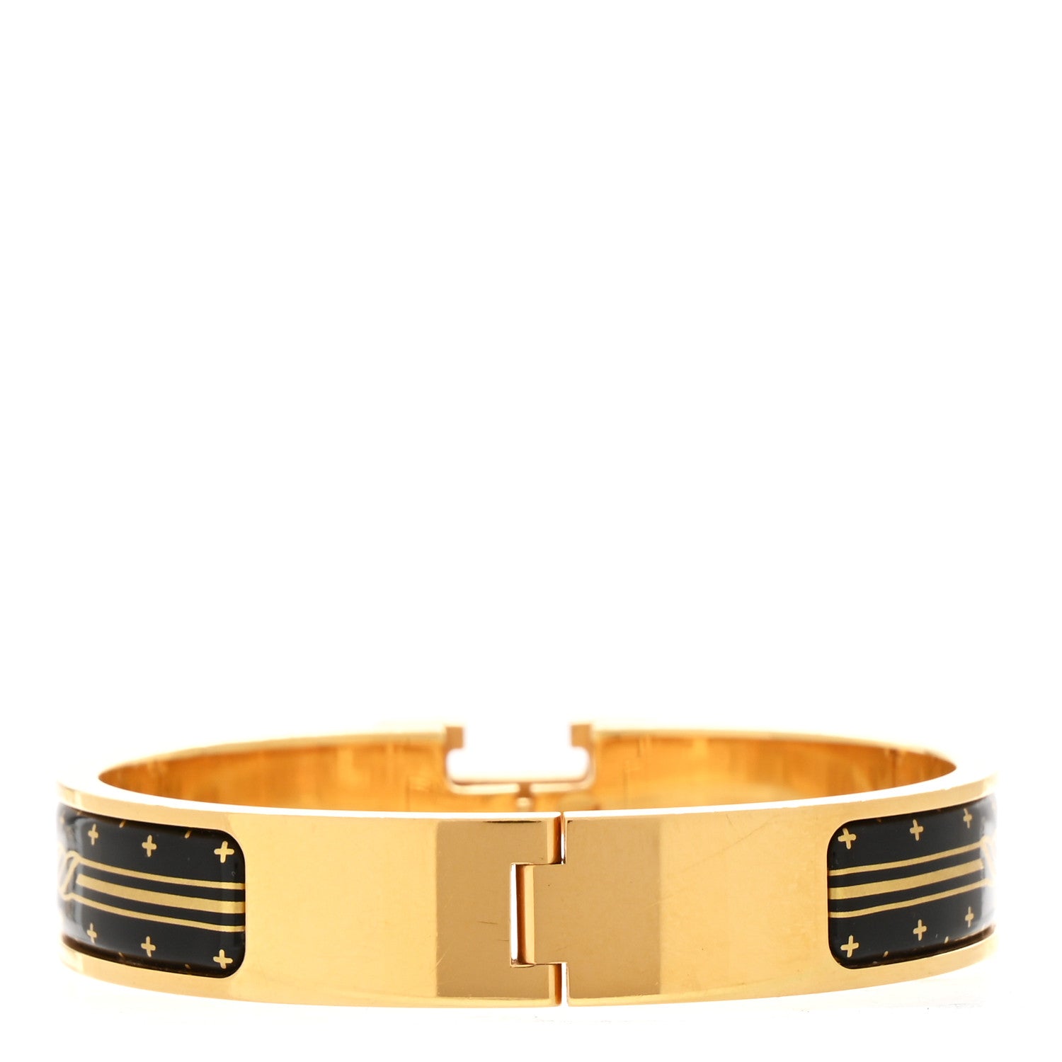 エルメス エナメルプリント クアドリジュ・オー・フィル ナロー クリック クラック H ブレスレット PM ジョーヌまたはブラック