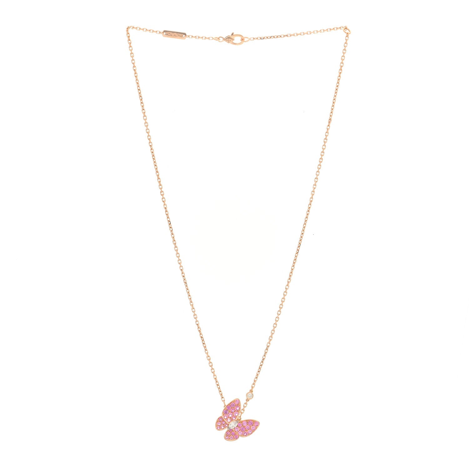ヴァンクリーフ&アーペル ツーバタフライ ペンダントネックレス ダイヤモンド 18K ローズゴールド VAN CLEEF & ARPELS TWO BUTTERFLY PENDANT NECKLACE DIAMOND 18K ROSE GOLD