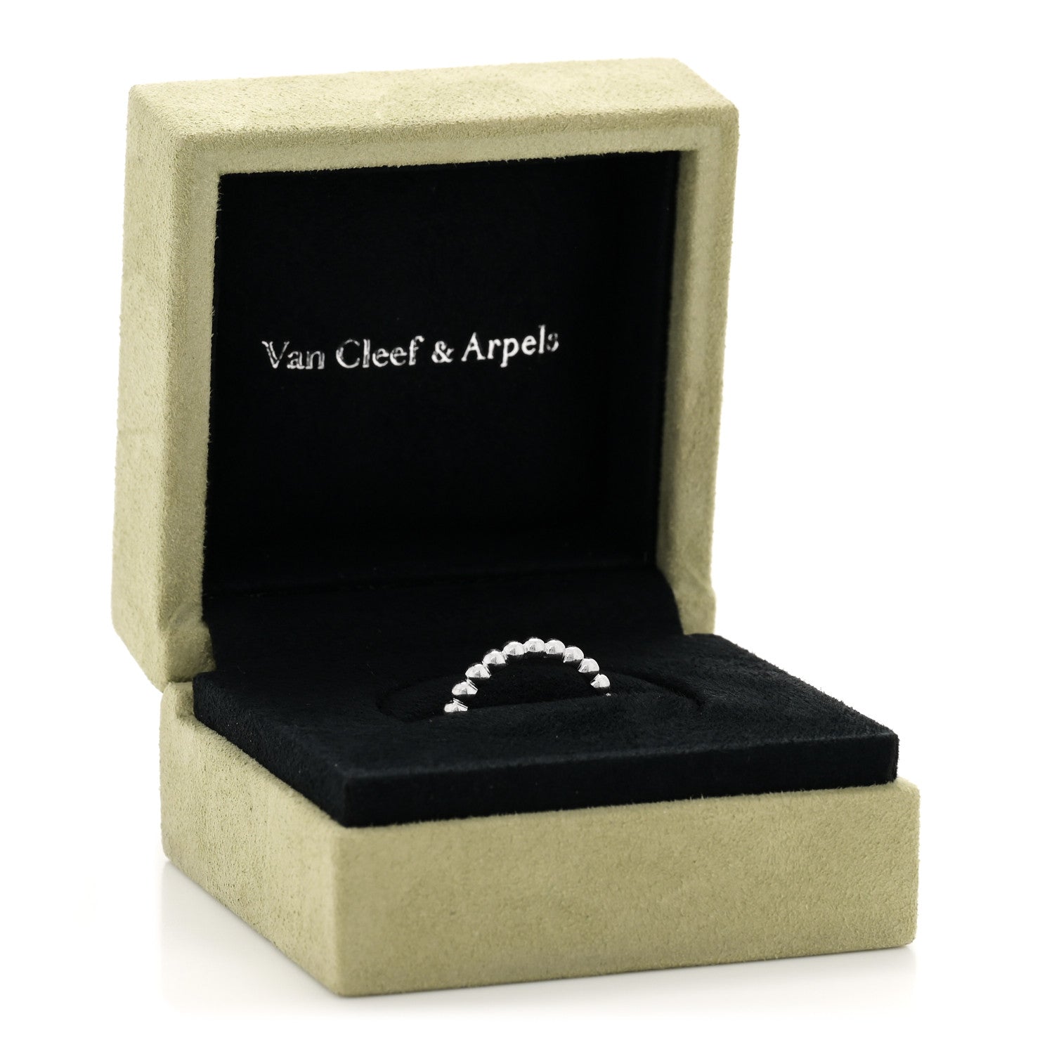 Van Cleef & Arpels 18K White Gold Medium Pearly Ring 52 6