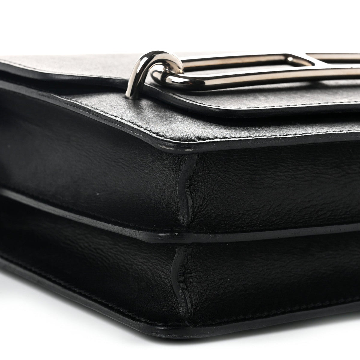 エルメス ミニルリ Black エバーグレイン シルバー金具 HERMES ROULIS BLACK EVERGRAIN SILVER HARDWARE