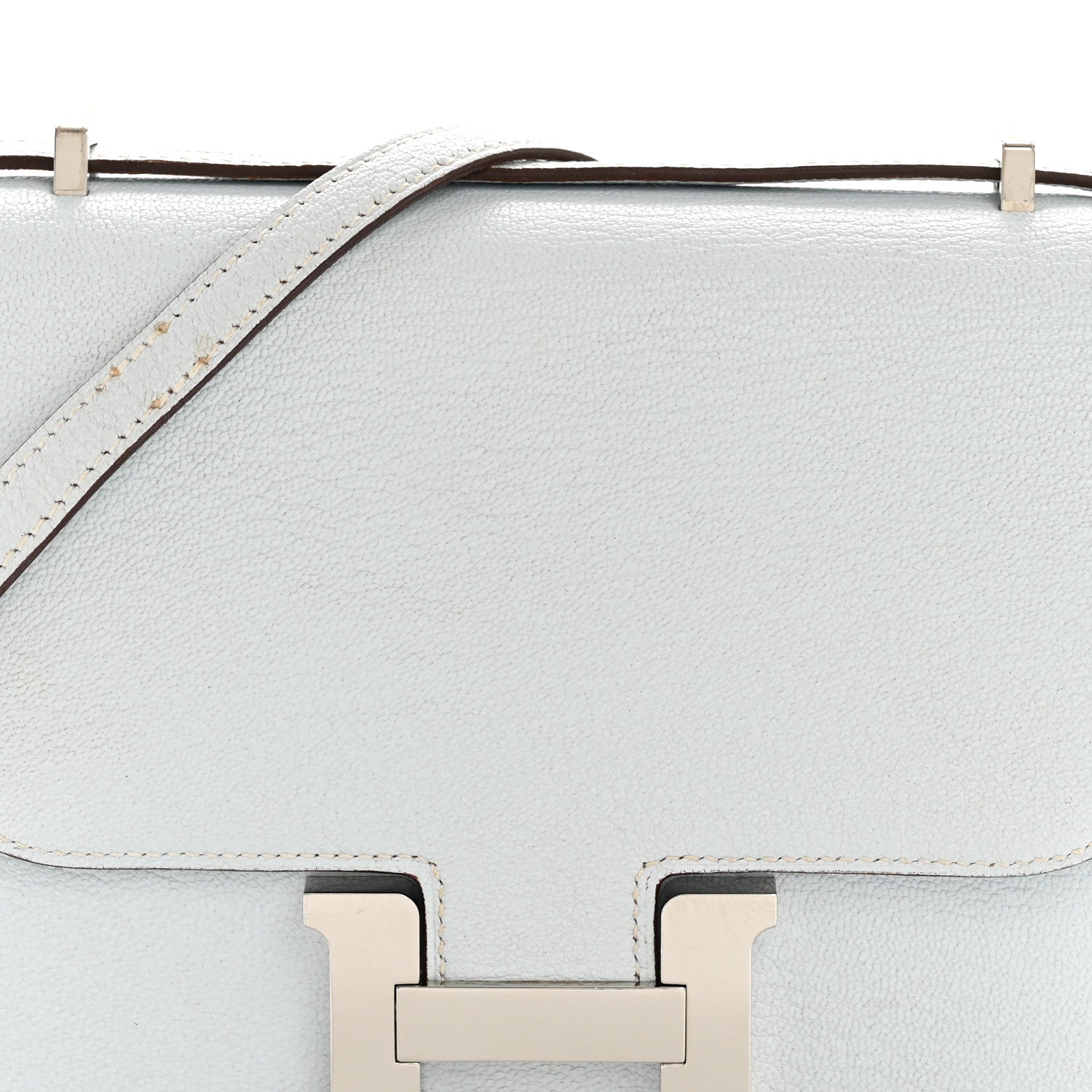 HERMES MINI CONSTANCE 18 BLEU BRUME CHEVRE MYSORE SILVER HARDWARE