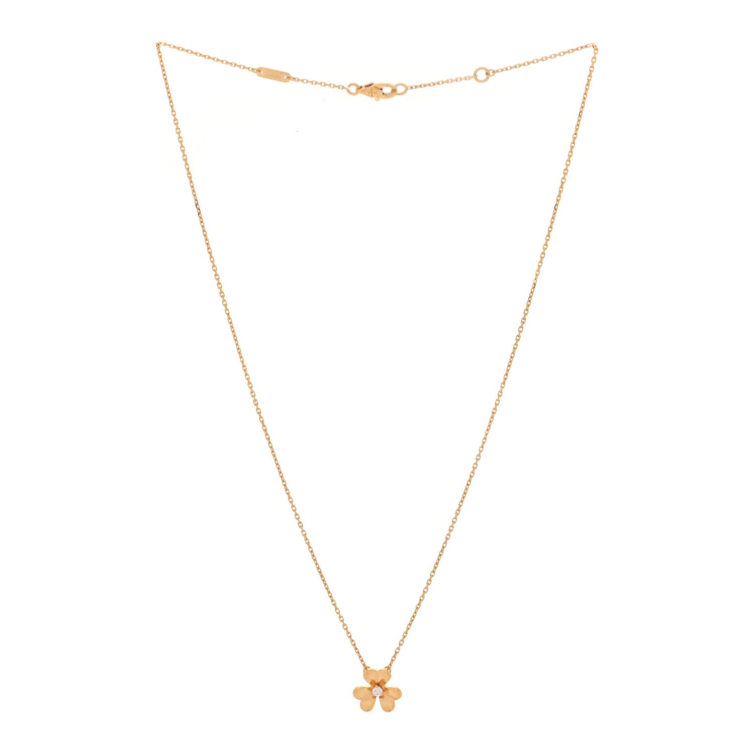Van Cleef & Arpels Mini Frivole Pendant Necklace 18K Yellow Gold Diamond