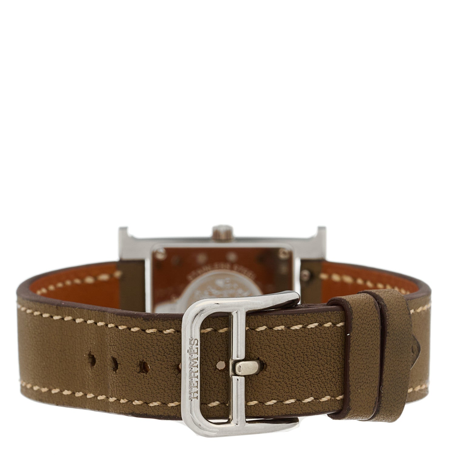 HERMES H WATCH 21mm STAINLESS STEEL ETOUPE SWIFT
