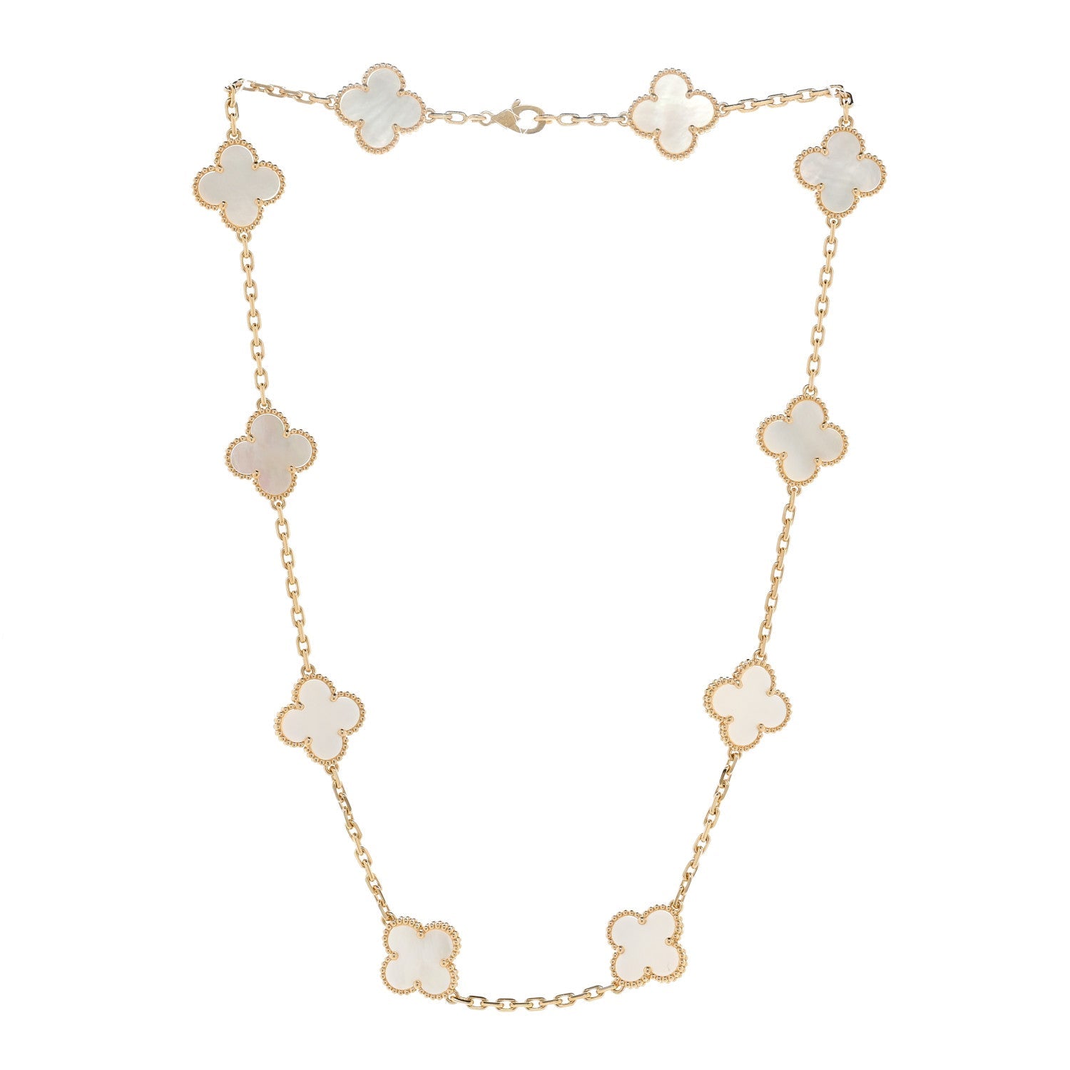 ヴァンクリーフ&アーペル ヴィンテージアルハンブラ 10モチーフ ネックレス マザーオブパール 18K イエローゴールド VAN CLEEF & ARPELS VINTAGE ALHAMBRA 10 MOTIFS NECKLACE MOTHER OF PEARL 18K YELLOW GOLD