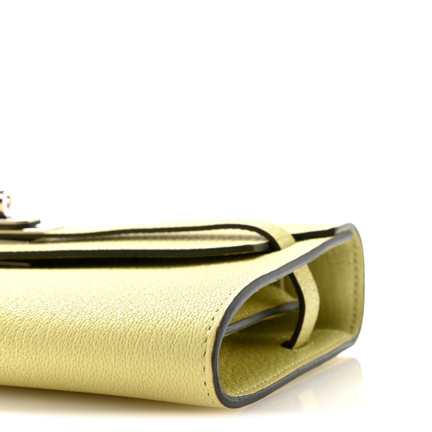HERMES KELLY TO GO WALLET JAUNE BOURGEON CHEVRE MYSORE SILVER HARDWARE