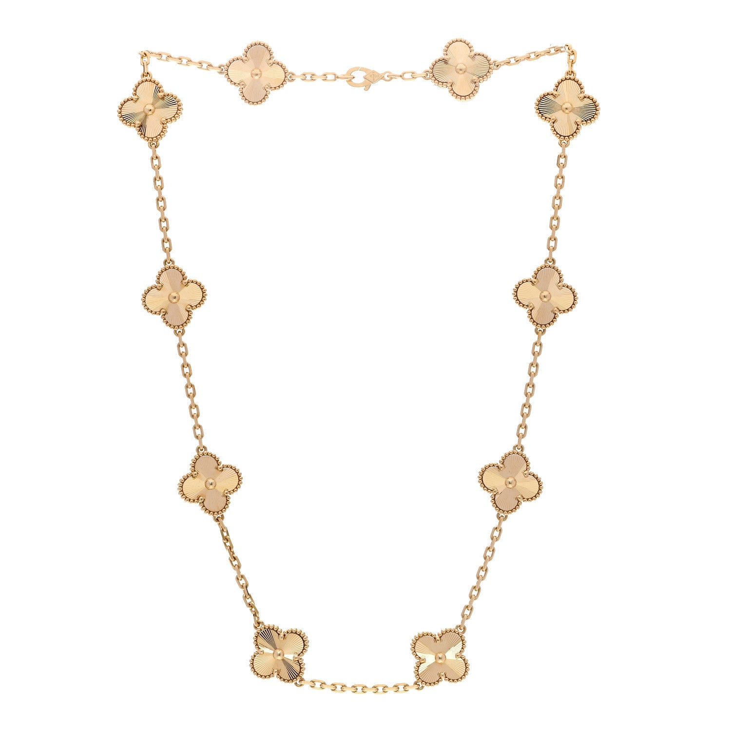 ヴァンクリーフ&アーペル ヴィンテージアルハンブラ 10モチーフ ネックレス ギョーシェ 18K イエローゴールド VAN CLEEF & ARPELS VINTAGE ALHAMBRA 10 MOTIFS NECKLACE GUILLOCHÉ 18K YELLOW GOLD