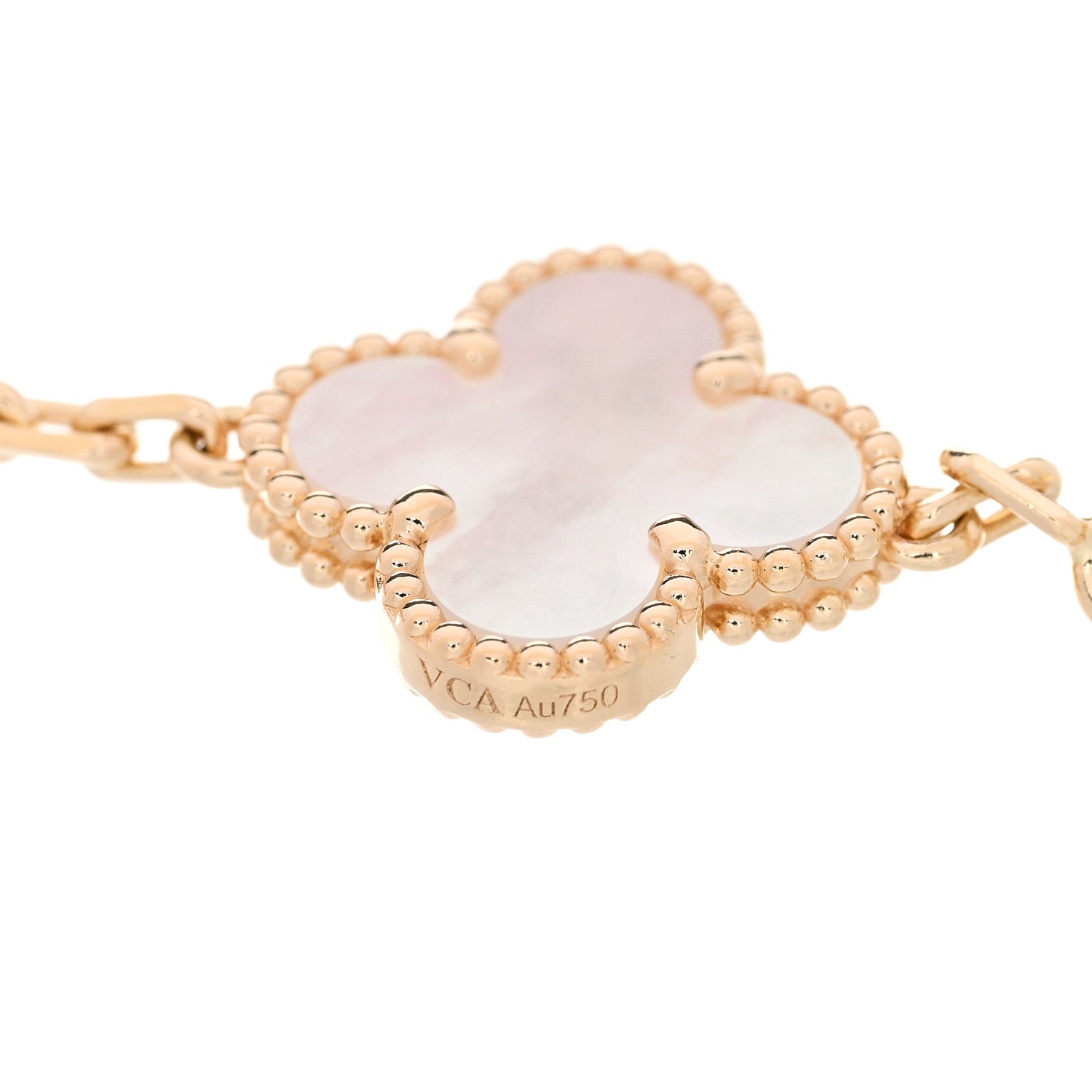 Van Cleef & Arpels 18K Yellow Gold Mother-of-Pearl 5-Motif Vintage Alhambra Bracelet