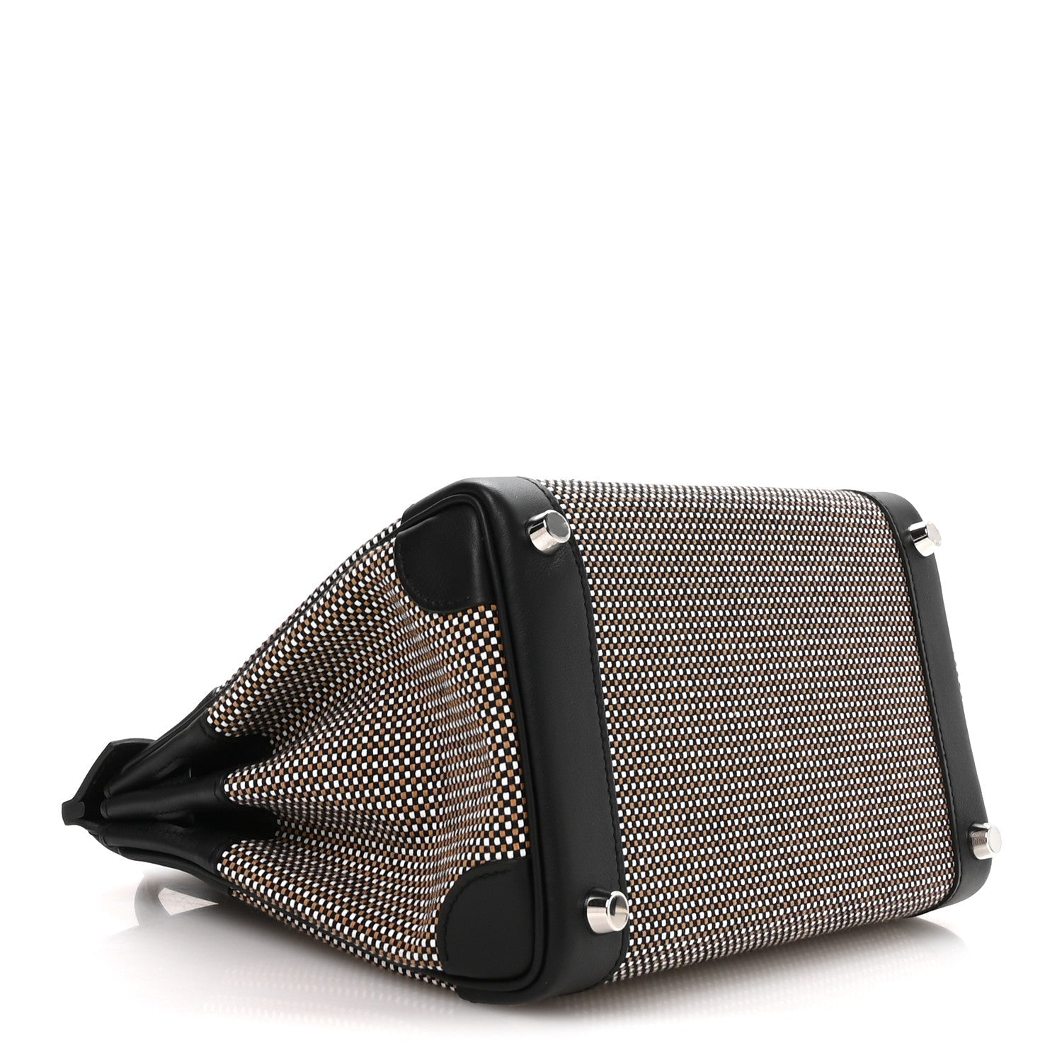 Hermès Birkin 25 Black Ecru Desert Swift Toile Silver Hardware