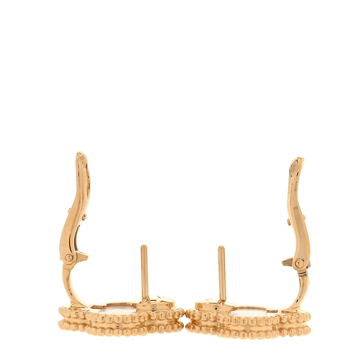 Van Cleef & Arpels Vintage Alhambra Earrings Mother of Pearl 18K Yellow Gold