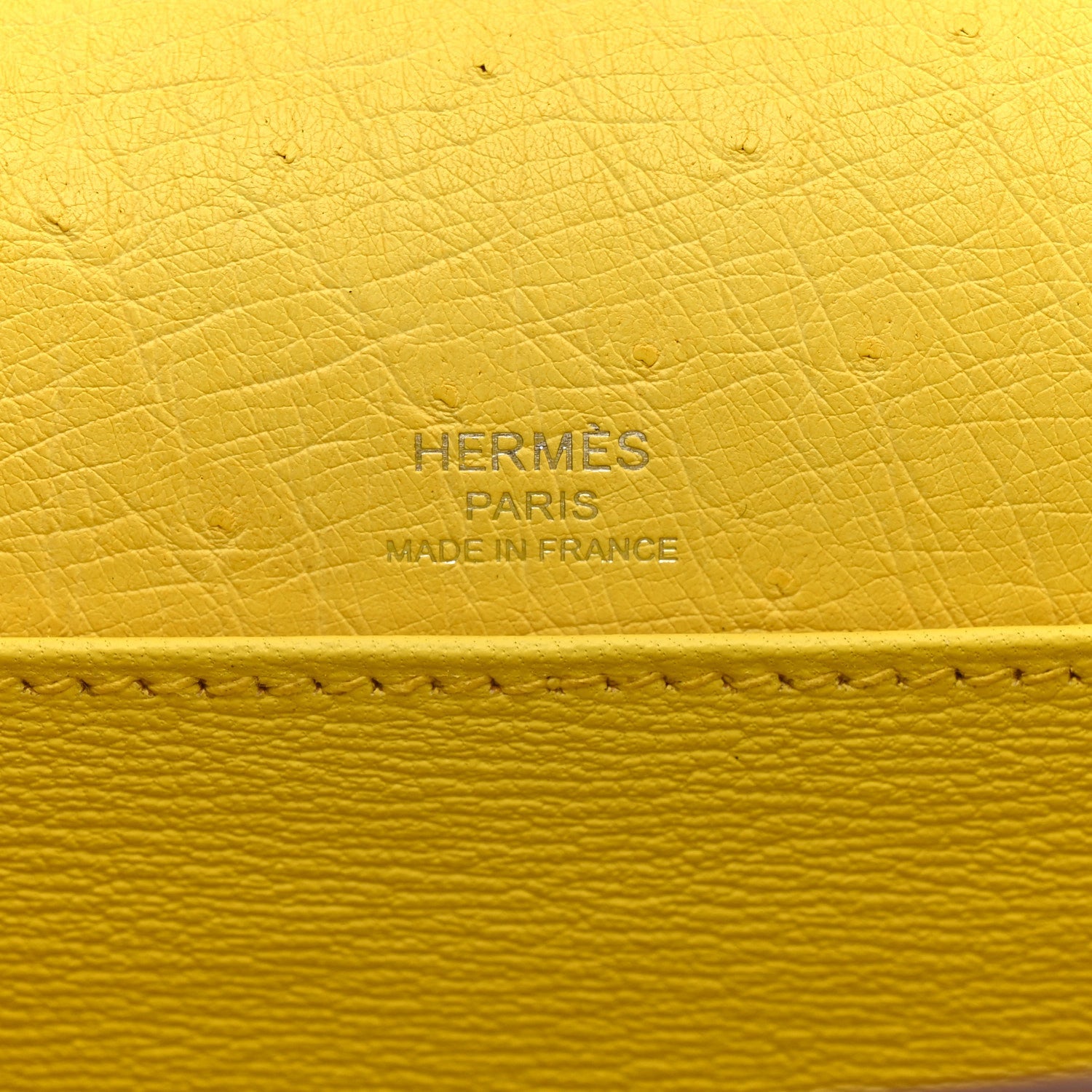 HERMES MINI ROULIS JAUNE CITRON OSTRICH SILVER HARDWARE
