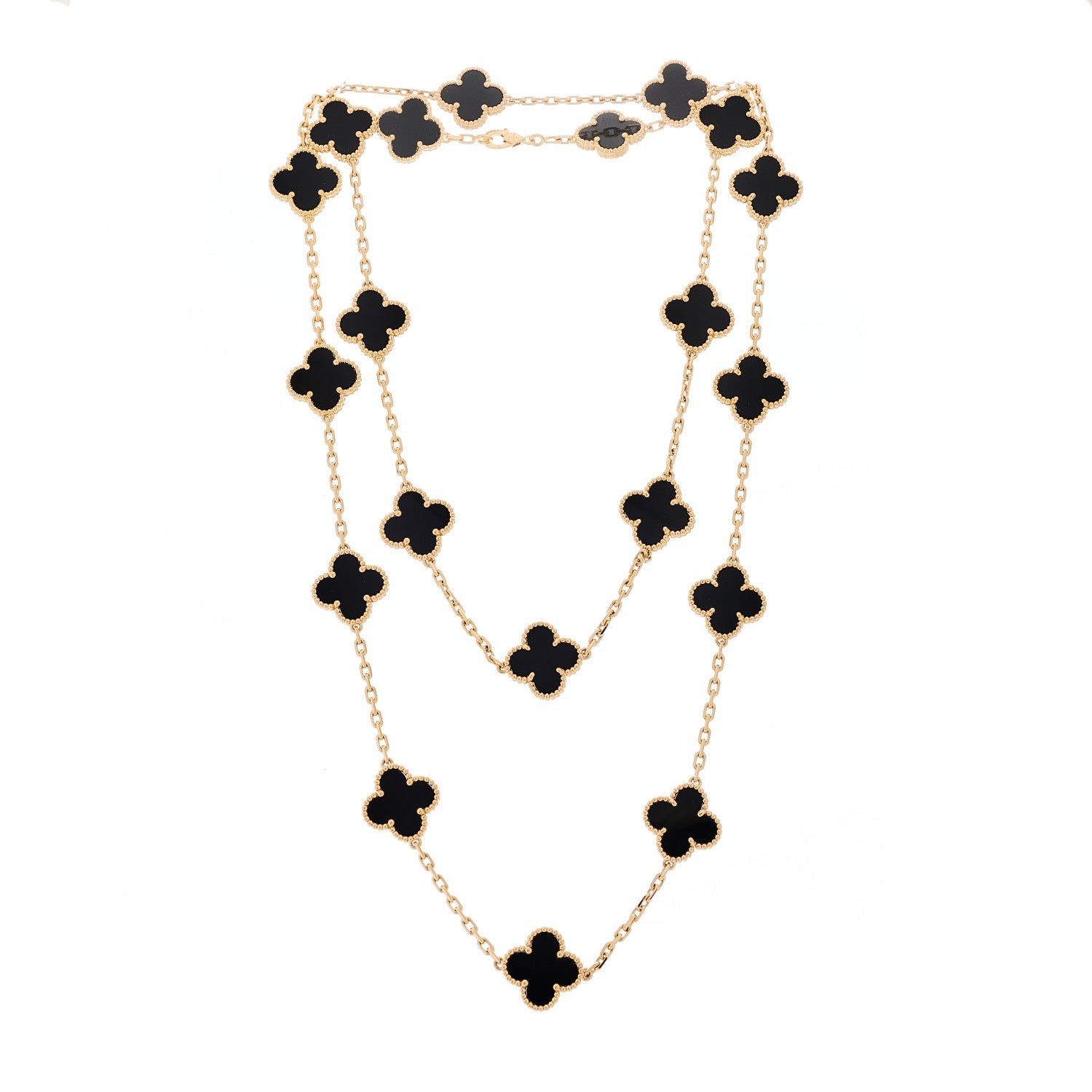ヴァンクリーフ&アーペル ヴィンテージアルハンブラ 20モチーフ ネックレス ブラックオニキス 18K イエローゴールド VAN CLEEF & ARPELS VINTAGE ALHAMBRA 20 MOTIFS NECKLACE BLACK ONYX 18K YELLOW GOLD