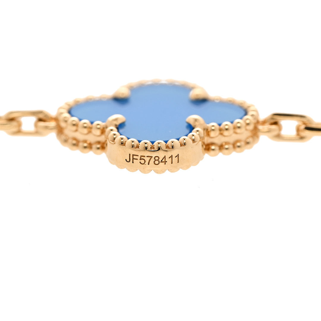ヴァンクリーフ&アーペル ヴィンテージアルハンブラ 10モチーフ ネックレス ブルーアゲート 18K イエローゴールド VAN CLEEF & ARPELS VINTAGE ALHAMBRA 10 MOTIFS NECKLACE BLUE AGATE 18K YELLOW GOLD