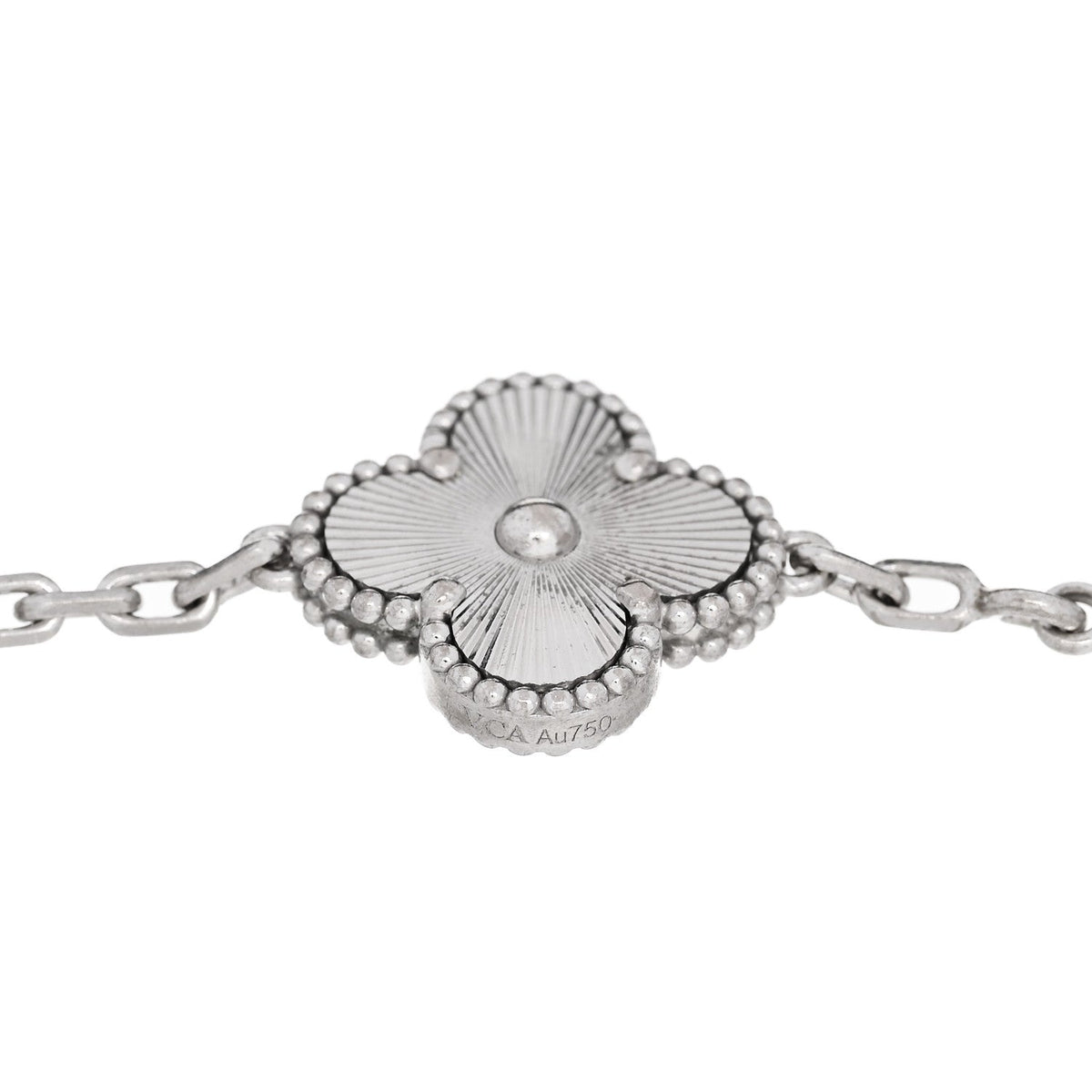 ヴァンクリーフ&アーペル ヴィンテージアルハンブラ 5モチーフ ブレスレット ギョーシェ 18K ホワイトゴールド VAN CLEEF & ARPELS VINTAGE ALHAMBRA 5 MOTIFS BRACELET GUILLOCHÉ 18K WHITE GOLD