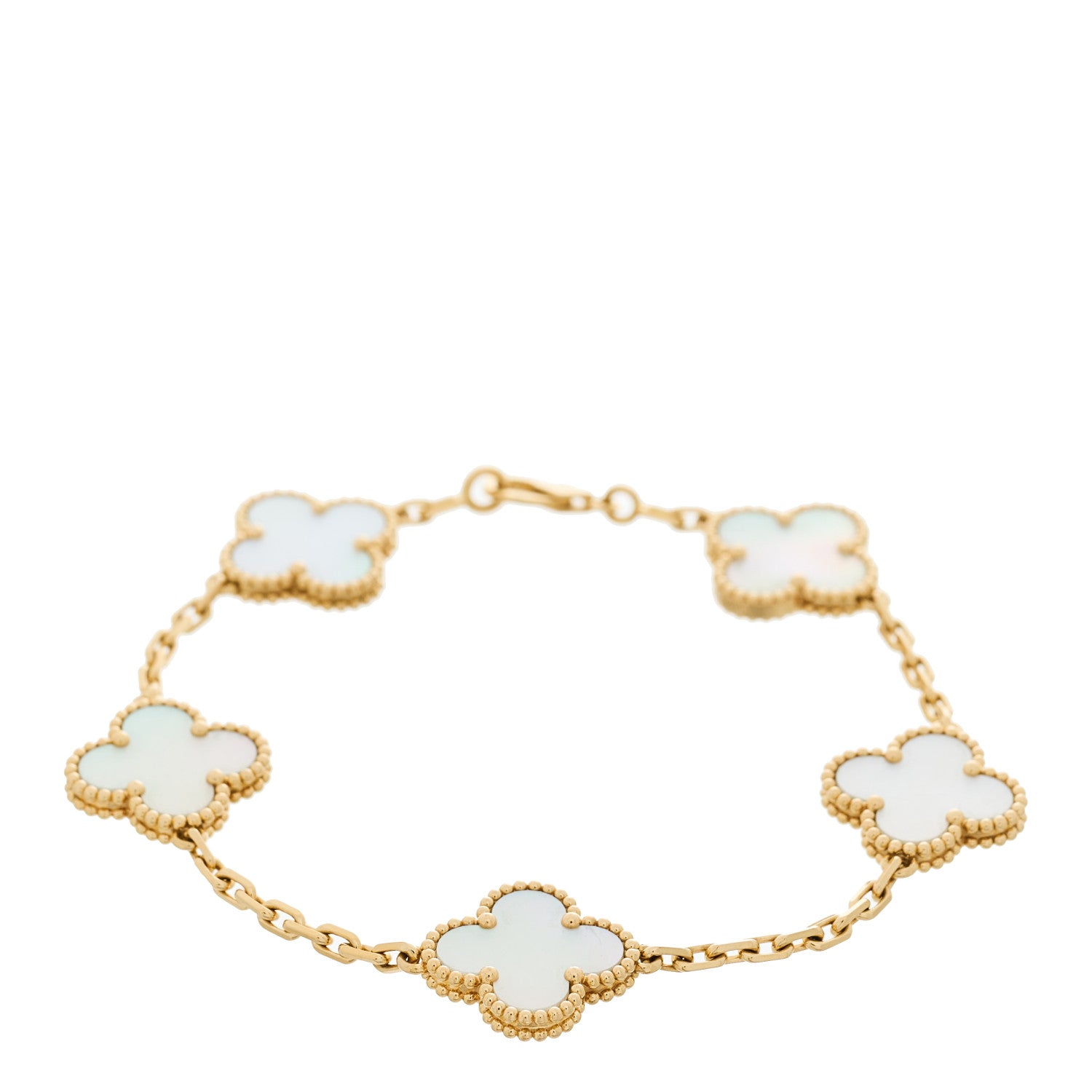 ヴァンクリーフ&アーペル ヴィンテージアルハンブラ 5モチーフ ブレスレット マザーオブパール 18K イエローゴールド VAN CLEEF & ARPELS VINTAGE ALHAMBRA 5 MOTIFS BRACELET MOTHER OF PEARL 18K YELLOW GOLD