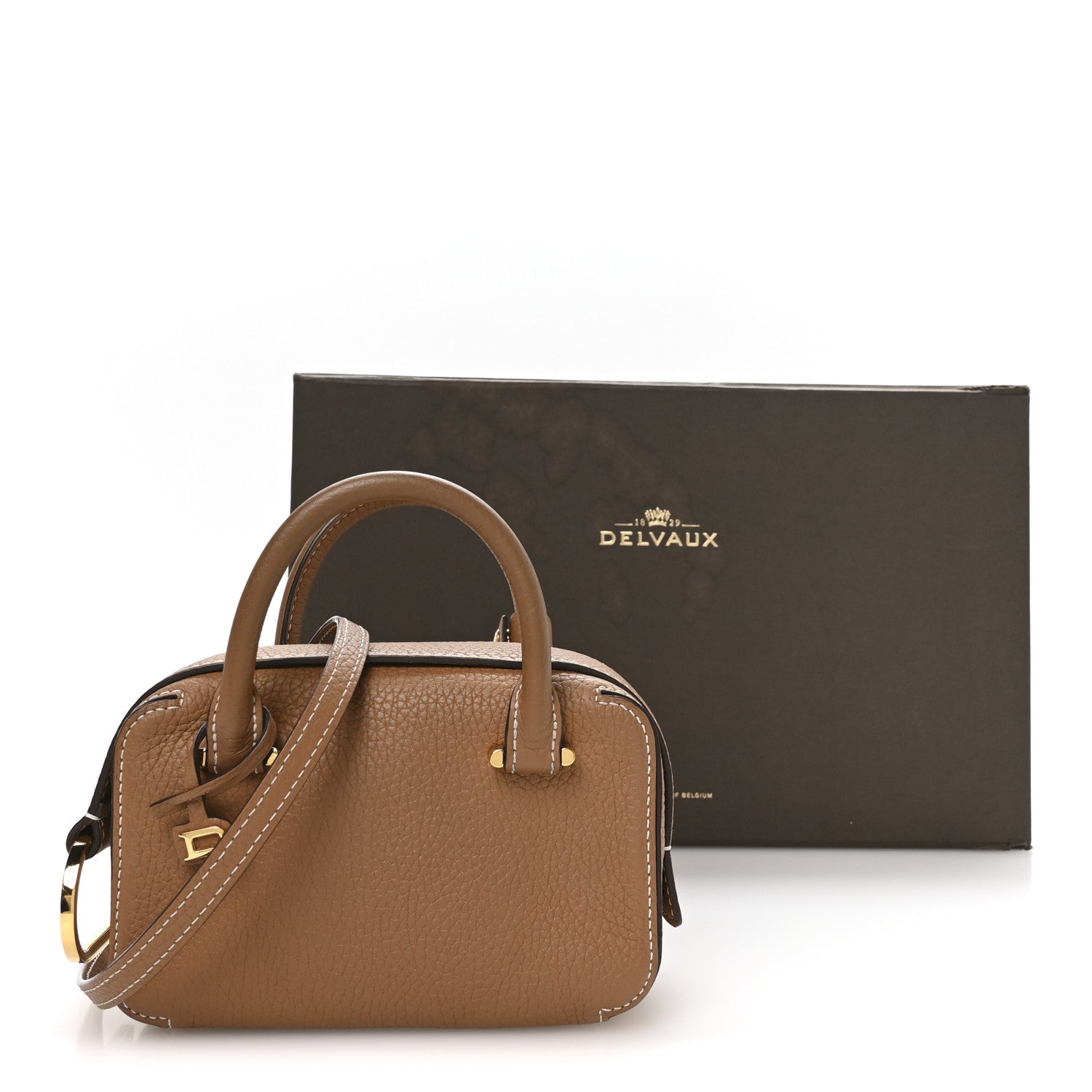 DELVAUX COOL BOX NANO SHOULDER BAG VEGETAL IVORY TAURILLON SOFT GOLD HARDWARE