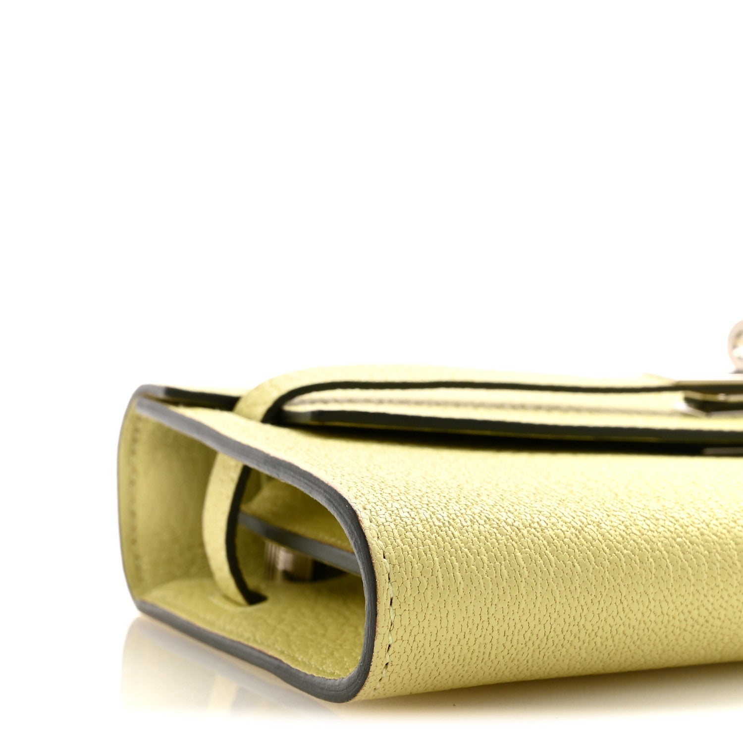 HERMES KELLY TO GO WALLET JAUNE BOURGEON CHEVRE MYSORE SILVER HARDWARE