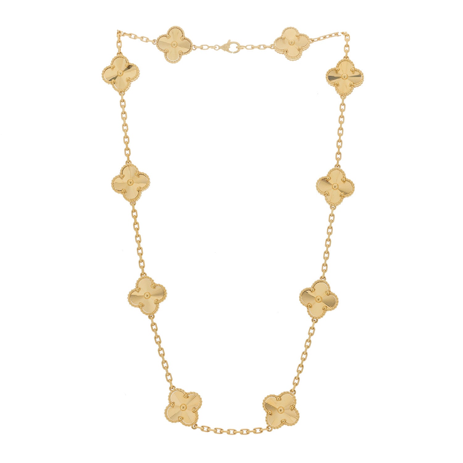 ヴァンクリーフ&アーペル ヴィンテージアルハンブラ 10モチーフ ネックレス ギョーシェ 18K イエローゴールド VAN CLEEF & ARPELS VINTAGE ALHAMBRA 10 MOTIFS NECKLACE GUILLOCHÉ 18K YELLOW GOLD