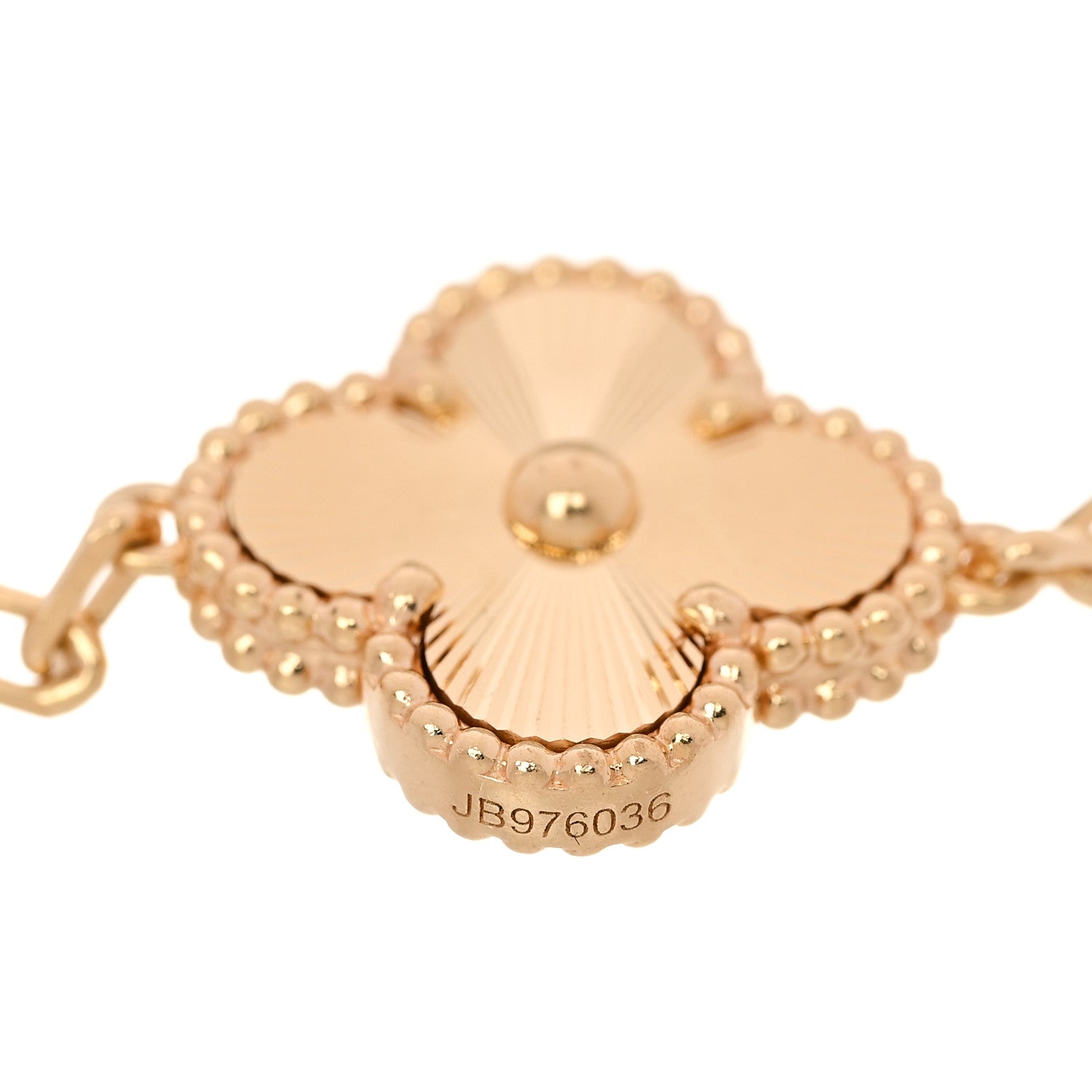 Van Cleef & Arpels 18K Yellow Gold Diamond 5-Motif Guilloche Vintage Alhambra Bracelet