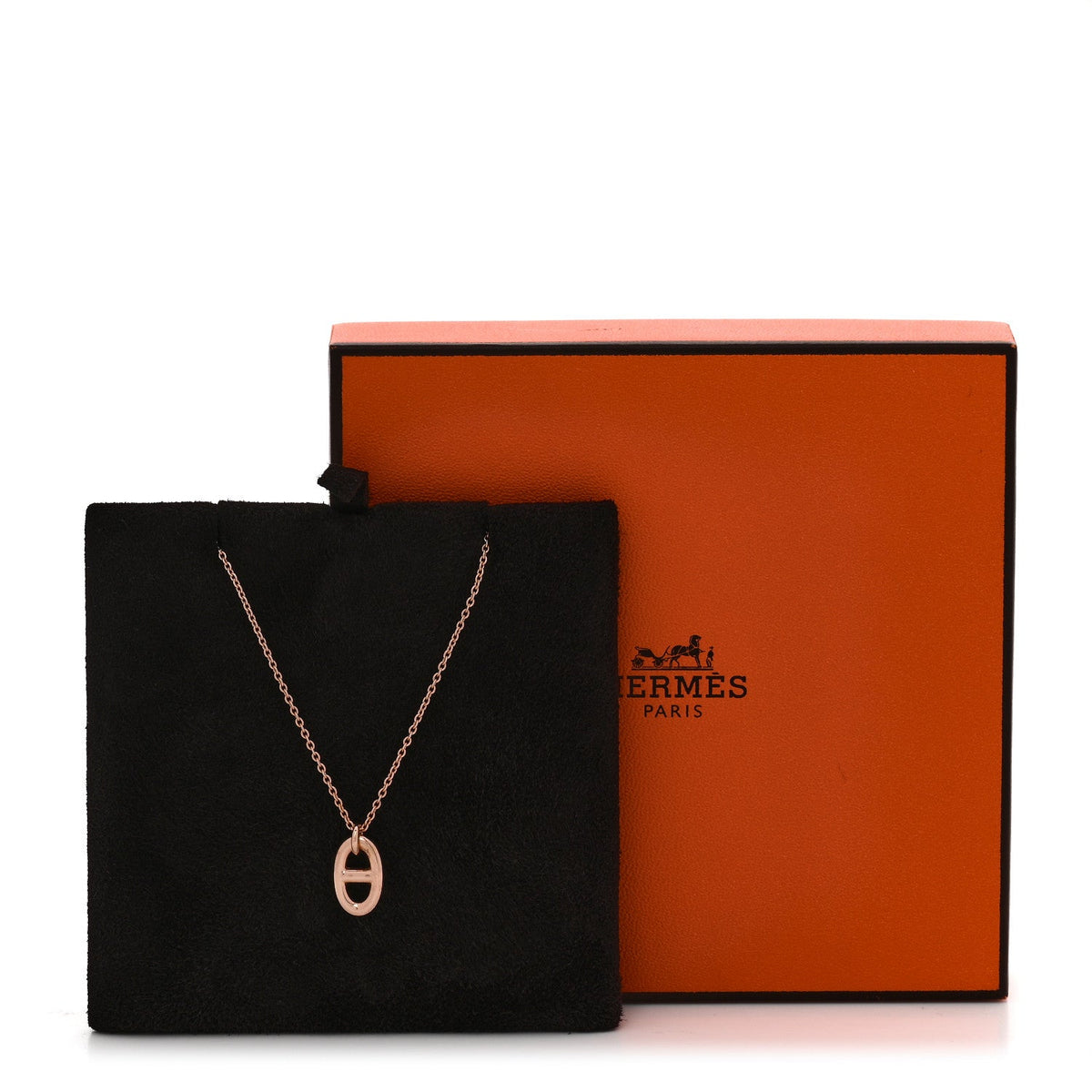 HERMES FARANDOLE PENDANT NECKLACE PM 18K ROSE GOLD