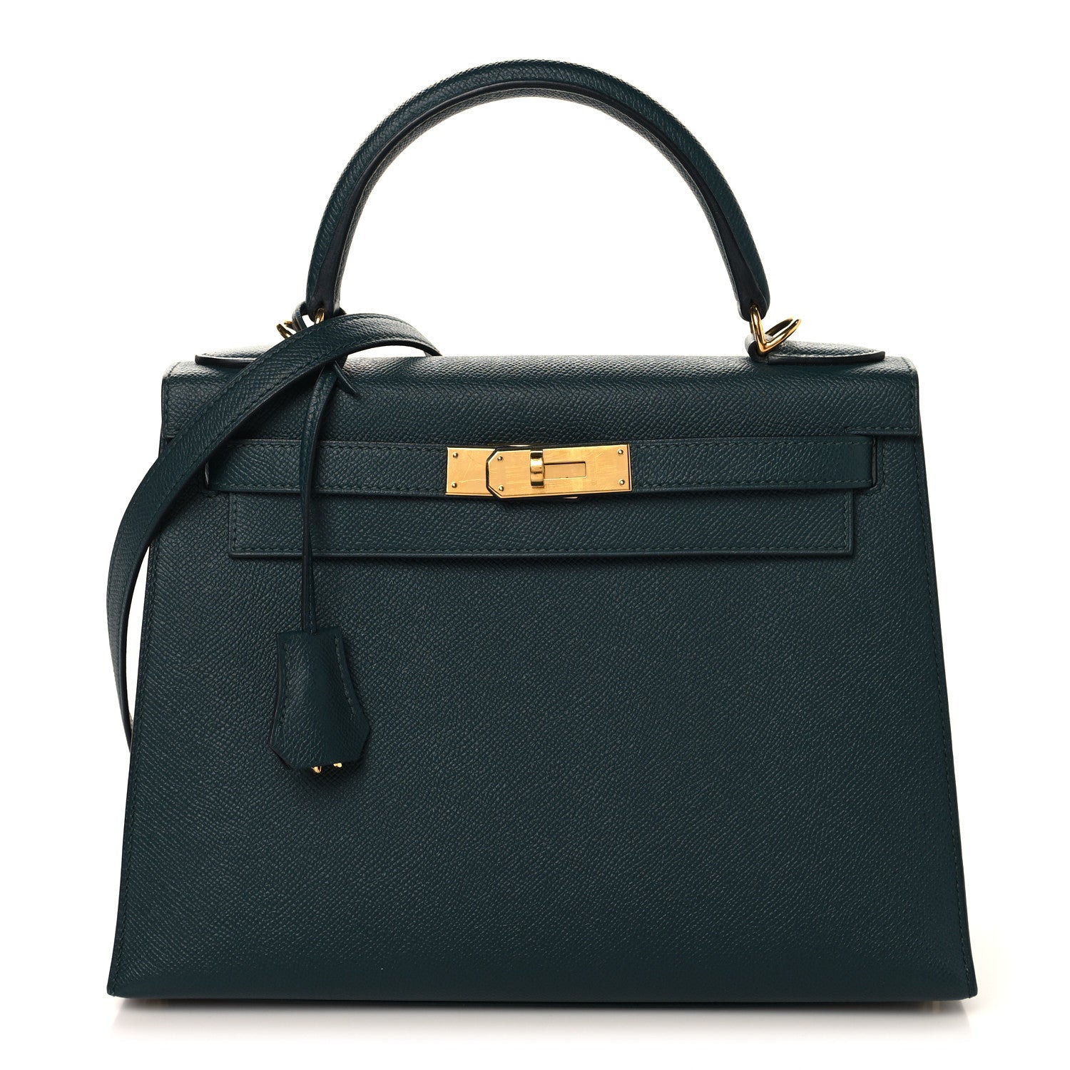 HERMES KELLY 28 SELLIER VERT CYPRESS EPSOM GOLD HARDWARE