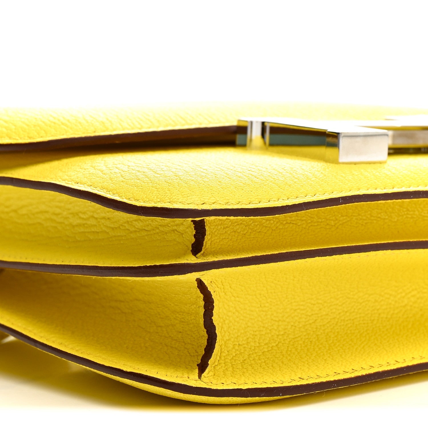HERMES MINI CONSTANCE 18 JAUNE CITRON CHEVRE CHAMKILA SILVER HARDWARE