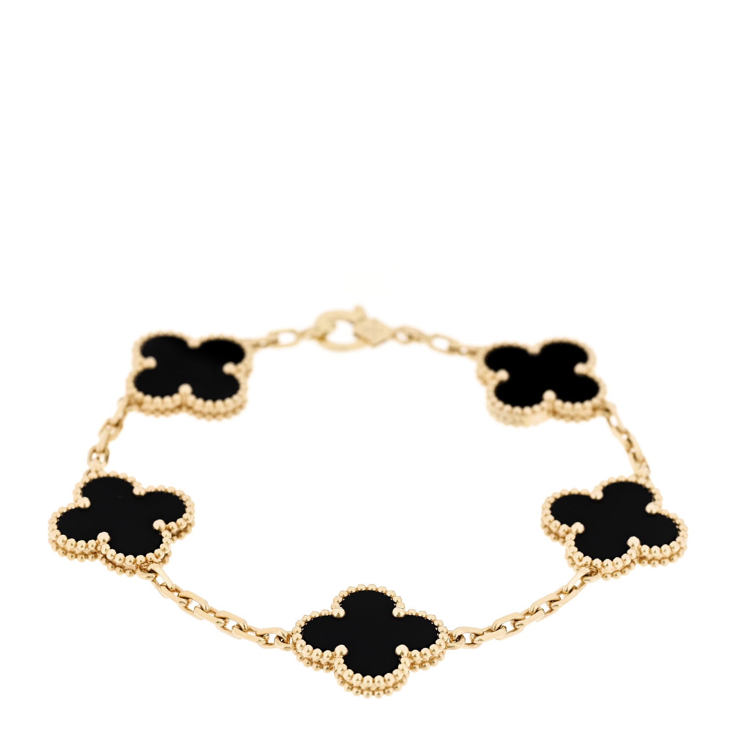 ヴァンクリーフ&アーペル ヴィンテージアルハンブラ 5モチーフ ブレスレット ブラックオニキス 18K イエローゴールド VAN CLEEF & ARPELS VINTAGE ALHAMBRA 5 MOTIFS BRACELET BLACK ONYX 18K YELLOW GOLD